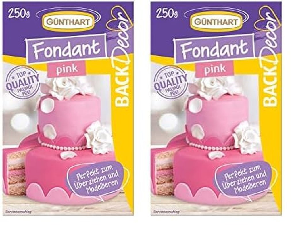 Günthart BackDecor fondant rosa | calidad superior | listo para usar | sin aceite de palma | resistente al desgarro | para recubrir tartas y pasteles | adecuado para modelar | pack de 2 (1 x 250 g) Naty Shop Pasta de Azúcar Rosa 250 G (pack de 2)