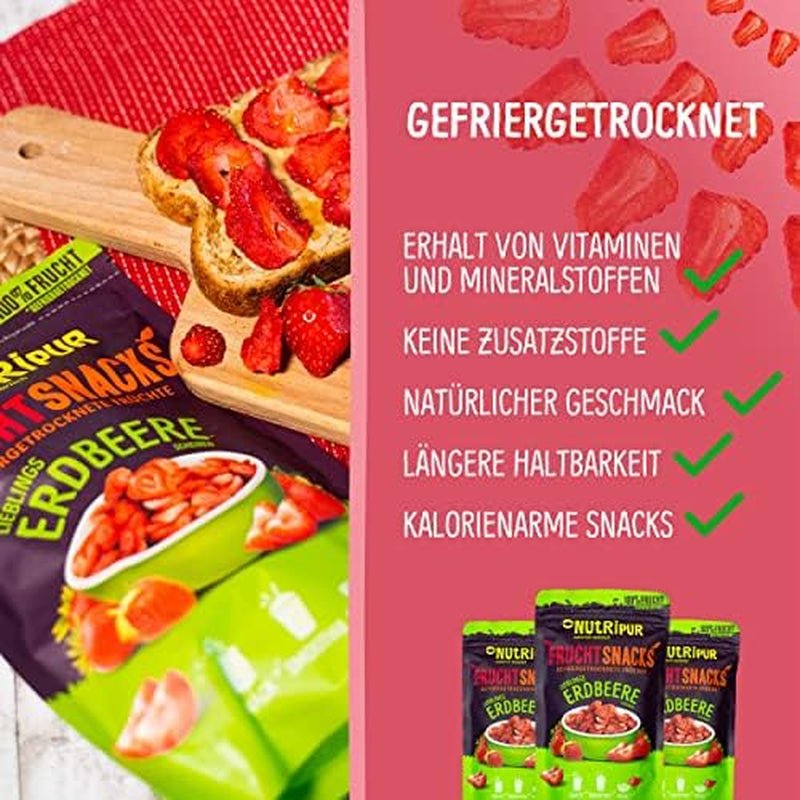 Snacks de frutas ecológicas para niños: 6x15g fresas liofilizadas ecológicas - Frutas liofilizadas - Frutos secos - Pequeños bribones de NutriPur Productos deshidratados Naty Shop