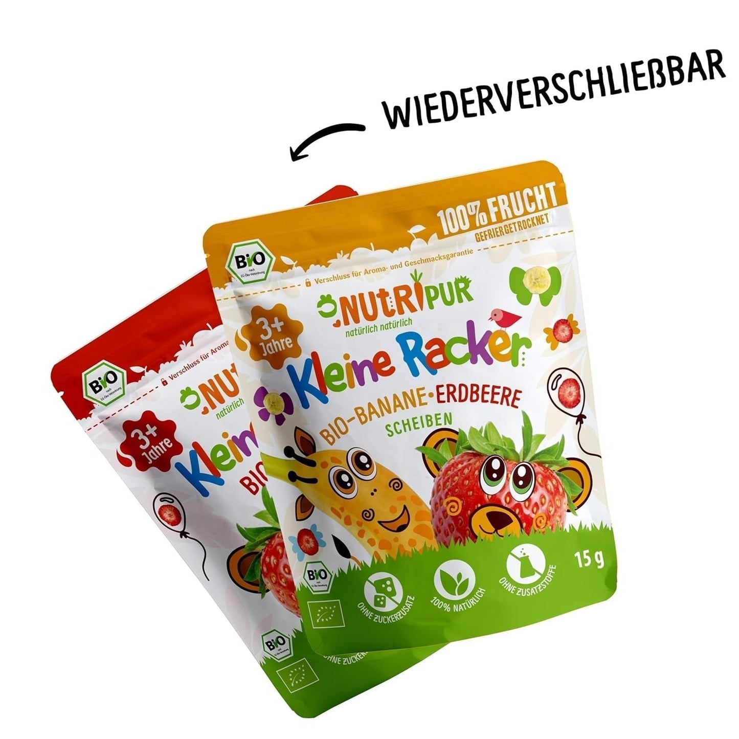 Snacks de frutas ecológicas para niños: 6x15g fresas liofilizadas ecológicas - Frutas liofilizadas - Frutos secos - Pequeños bribones de NutriPur Productos deshidratados Naty Shop