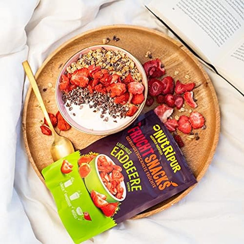 Snacks de frutas ecológicas para niños: 6x15g fresas liofilizadas ecológicas - Frutas liofilizadas - Frutos secos - Pequeños bribones de NutriPur Productos deshidratados Naty Shop