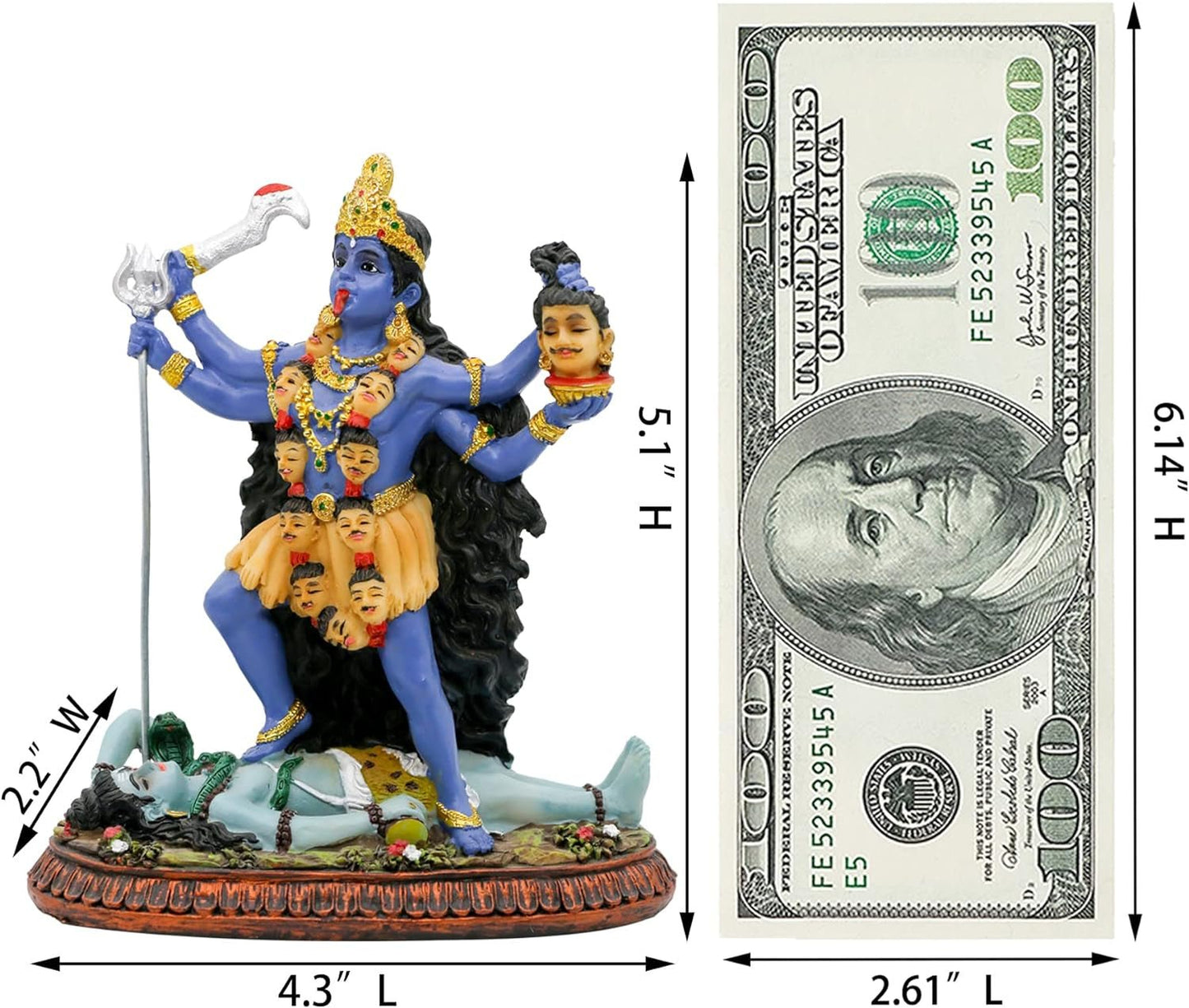 Estatua del dios hindú Kali Ma, Diosa de la India Kali Bhavatarini Estatua del destructor Estatua decorativa de la diosa hindú del tiempo y la muerte Figura Murti Diwali Pooja Regalos Oficina en casa Templo Mandir Altar Puja Artículos Estatuillas y esculturas Tienda Naty