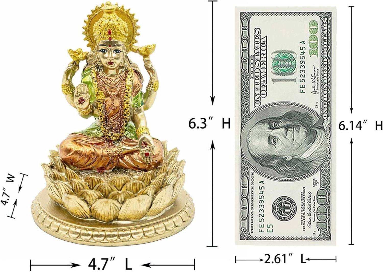 Escultura de loto de la diosa hindú Laxmi - Dios indio Señor Lakshmi Puja Estatua - India Murti Idol Figuras Pooja Artículo Diwali Regalos Estatuillas y esculturas Naty Shop