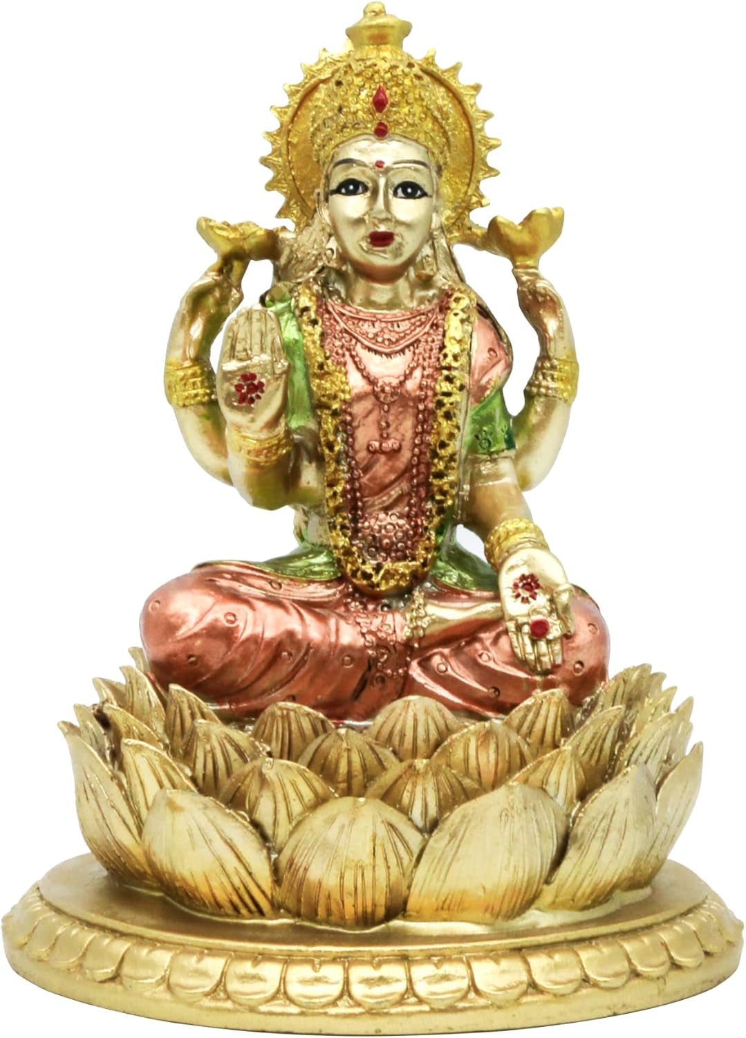 Escultura de loto de la diosa hindú Laxmi - Dios indio Señor Lakshmi Puja Estatua - India Murti Idol Figuras Pooja Artículo Diwali Regalos Estatuillas y esculturas Naty Shop Título predeterminado