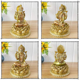 Escultura de loto de la diosa hindú Laxmi - Dios indio Señor Lakshmi Puja Estatua - India Murti Idol Figuras Pooja Artículo Diwali Regalos Estatuillas y esculturas Naty Shop