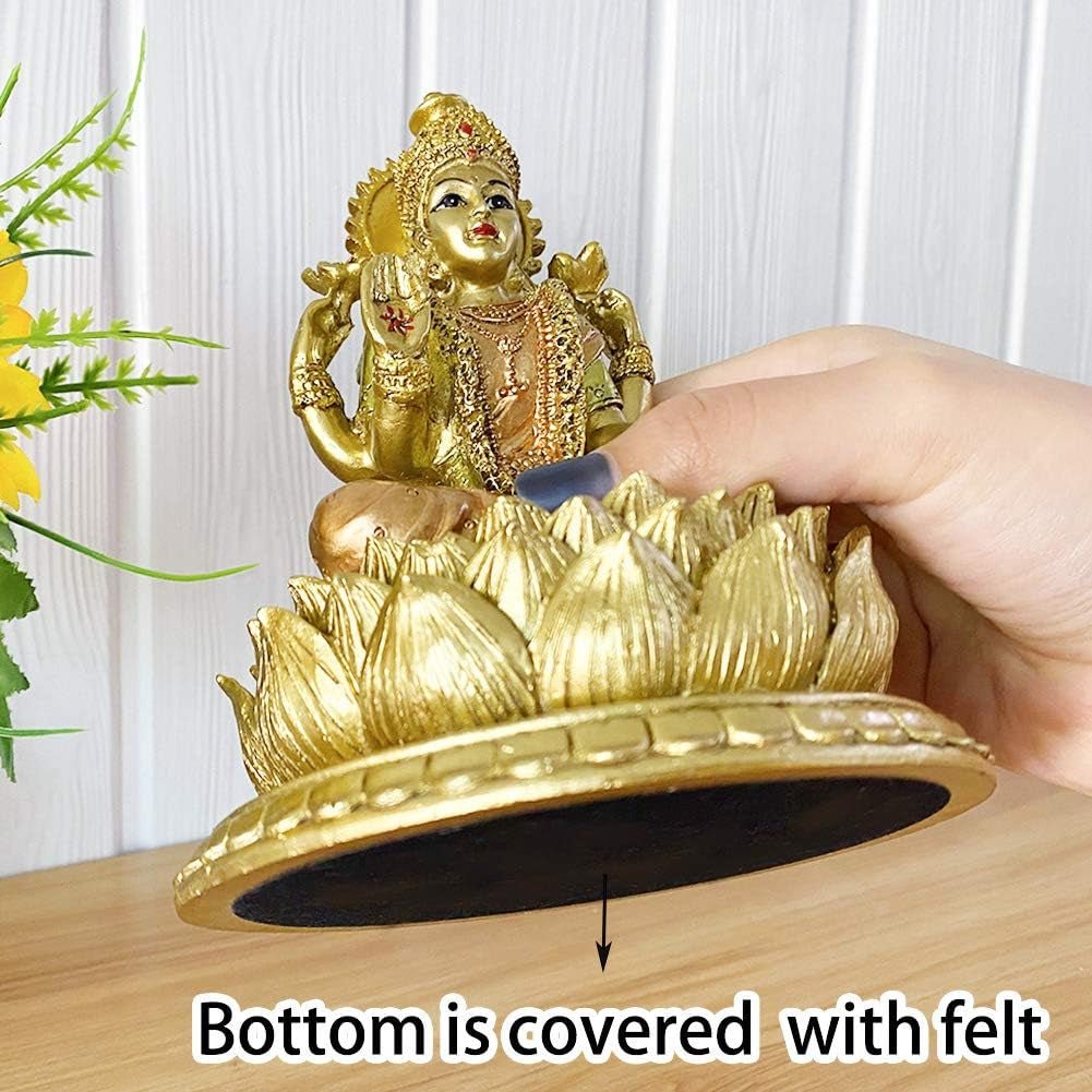 Escultura de loto de la diosa hindú Laxmi - Dios indio Señor Lakshmi Puja Estatua - India Murti Idol Figuras Pooja Artículo Diwali Regalos Estatuillas y esculturas Naty Shop