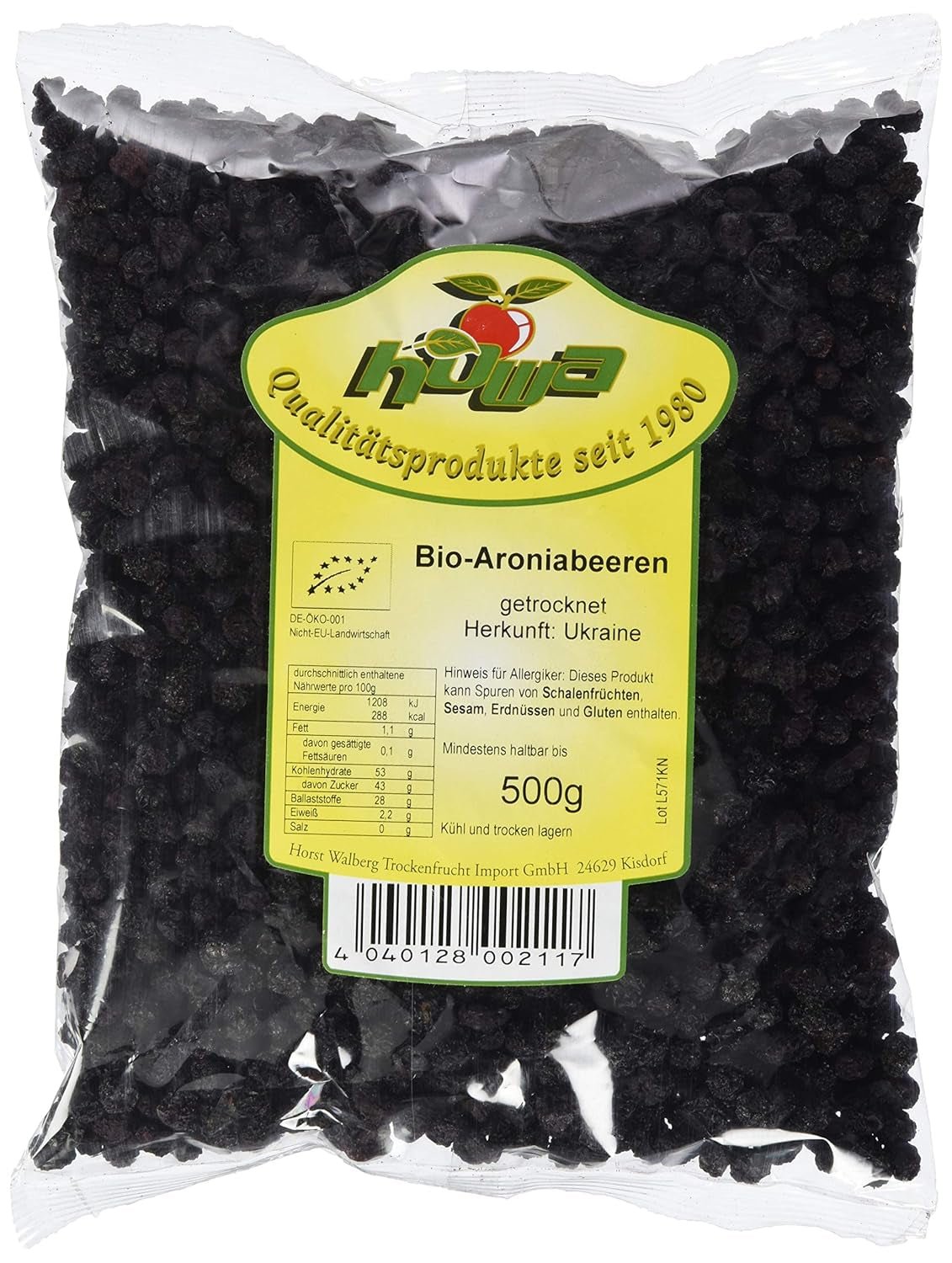HOWA chokeberry ecológico, 500 g Naty Shop productos deshidratados 500 G (1 paquete) 1