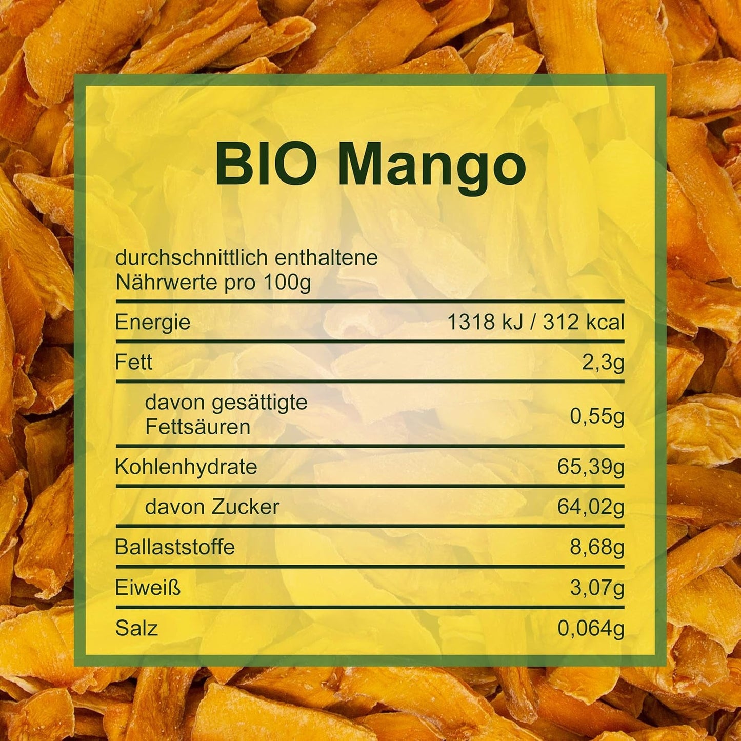 Mango seco Howa - fruto seco de calidad ecológica, natural y sin azufre - ideal para cocinar, hornear o como snack saludable - rodajas de mango - sin azúcar - 1000 g Naty Shop productos deshidratados