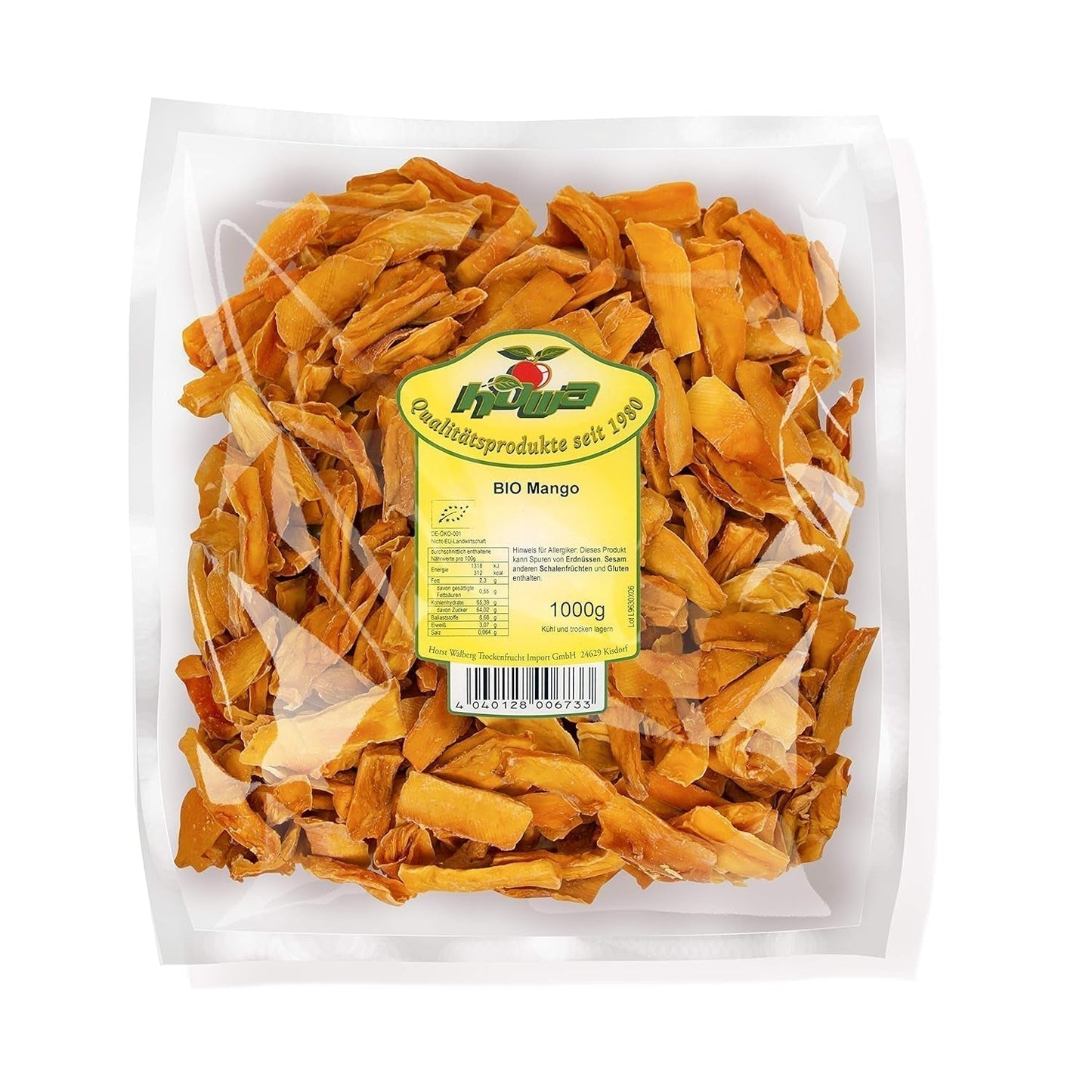 Mango seco Howa - fruto seco de calidad ecológica, natural y sin azufre - ideal para cocinar, hornear o como snack saludable - rodajas de mango - sin azúcar - 1000g Naty Shop Productos Deshidratados Default title
