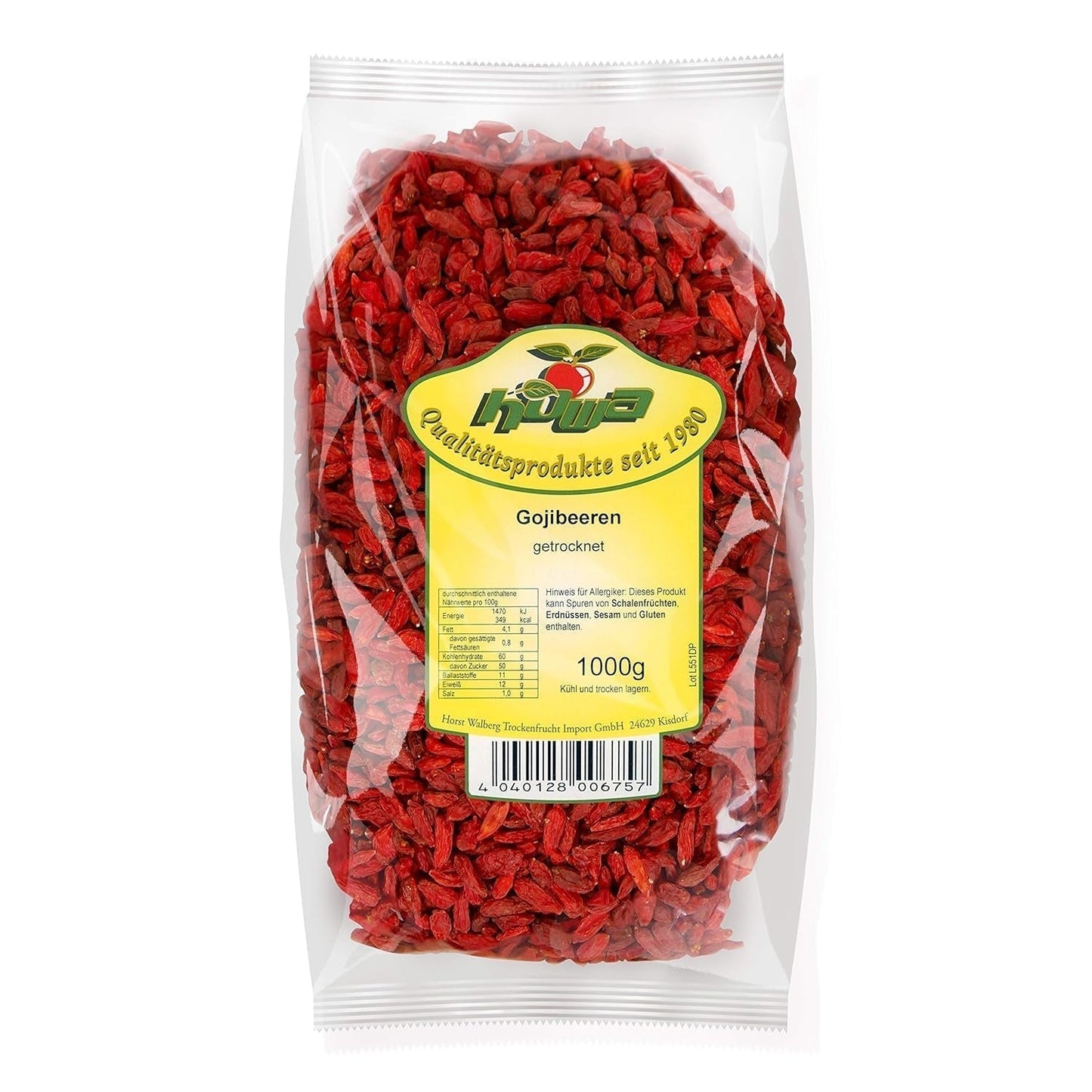 Howa Premium Bayas de Goji 1 KG secas - sin tratar, naturales - superalimento de Asia - ideal para cocinar, hornear o como snack saludable - Bayas de Goji 1000 g Productos deshidratados Naty Shop Default title
