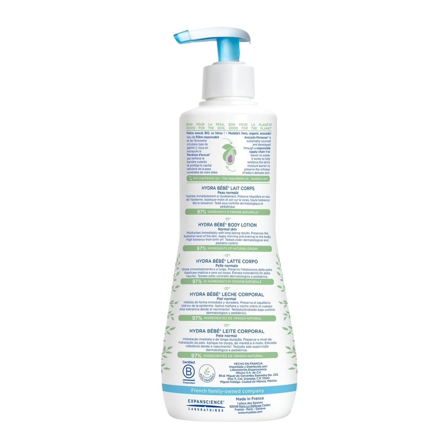 Hydra Bébé - Leche corporal para piel sensible del bebé, 500 ml Infantil - Baño y Cuidado Naty Shop