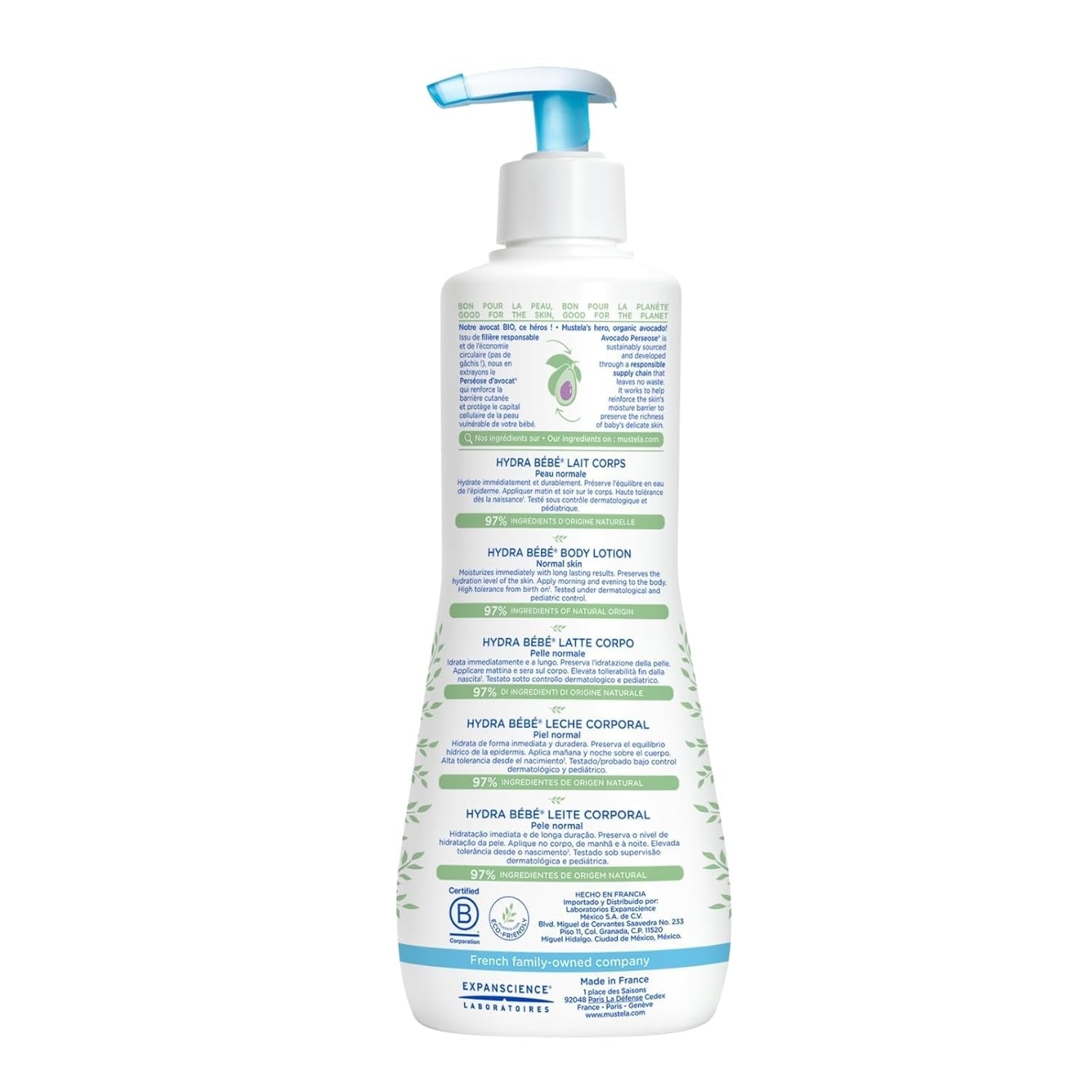 Hydra Bébé - Leche corporal para piel sensible del bebé, 500 ml Infantil - Baño y Cuidado Naty Shop