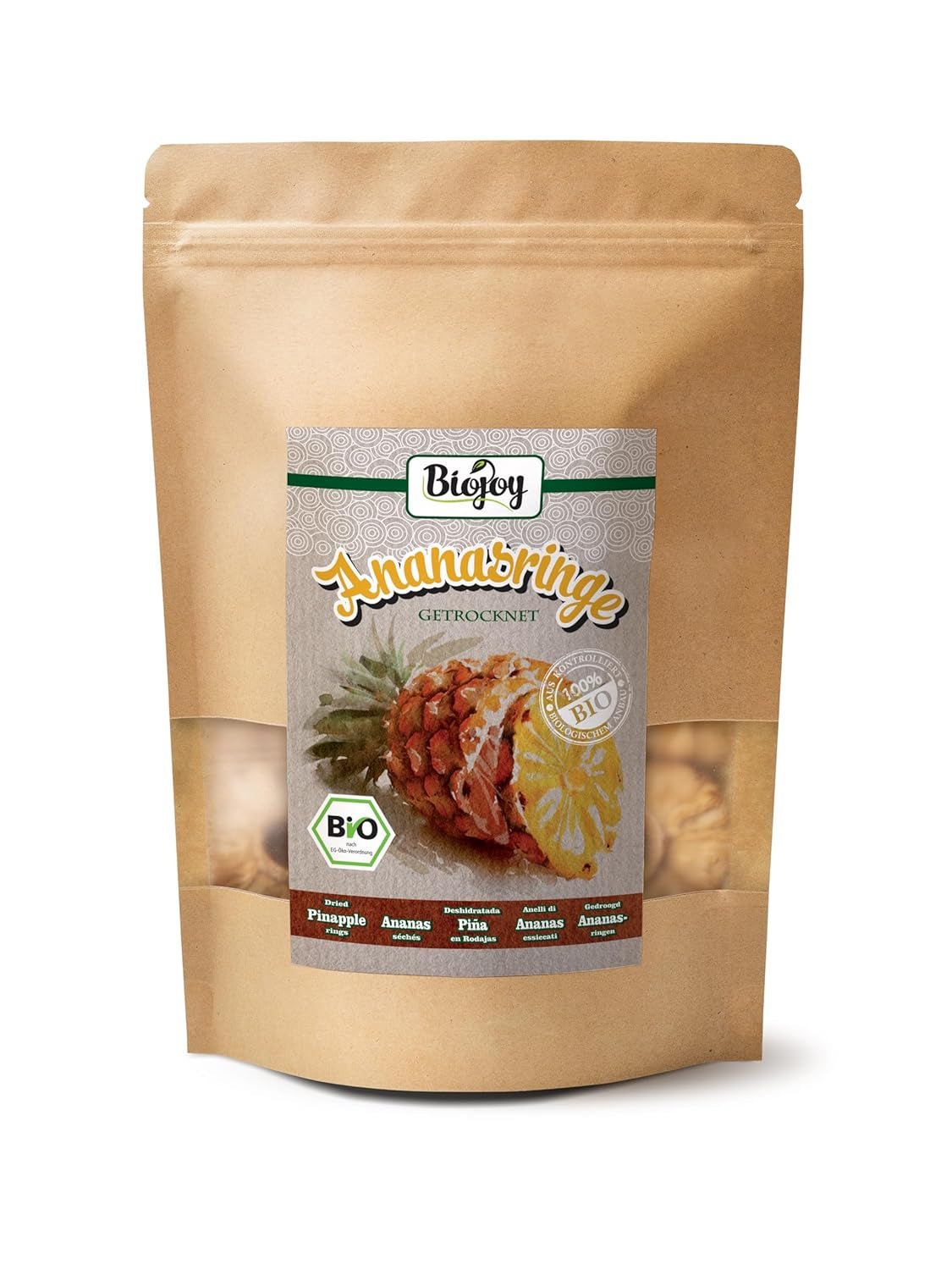Biojoy BIO aros de piña deshidratados (1 kg) sin azufre Naty Shop productos deshidratados 250 G