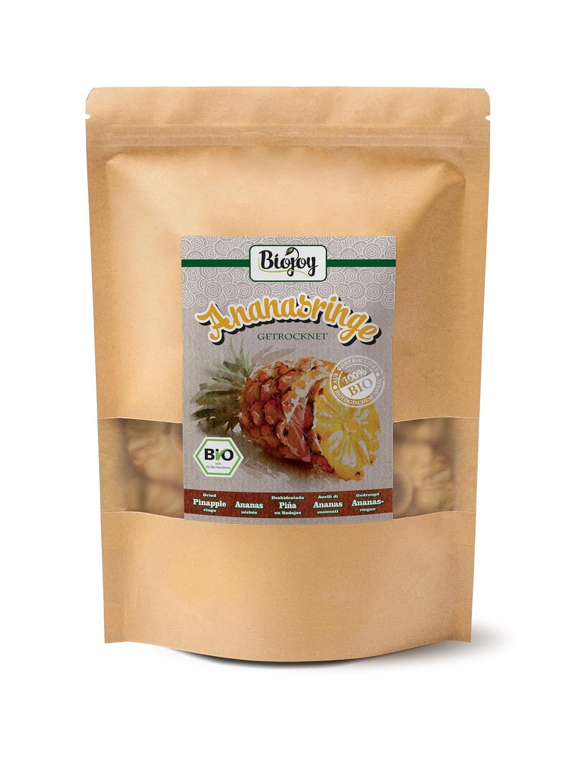 Biojoy BIO aros de piña deshidratados (1 kg) sin azufre Naty Shop productos deshidratados 500 G