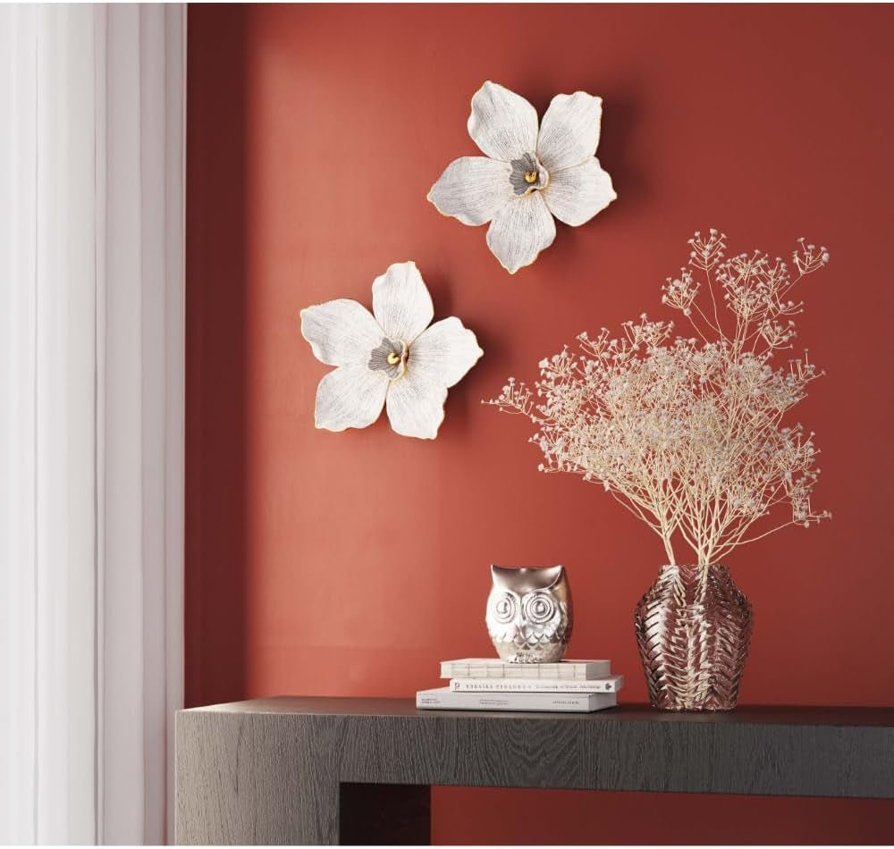Kare Design decoración de pared Orquídea, blanco, XL, decoración de pared, aspecto de flor de orquídea, hecho a mano, 25x24x7 cm (alto/ancho/fondo) Estatuillas y esculturas Naty Shop