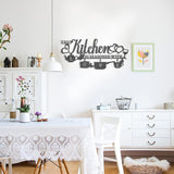 KHayRovies Decoración de pared de cocina Metal Esta cocina está sazonada con amor Placa con nombre de palabra negra Letras de hierro rústico Citas para cocina Granja Sala de estar Estatuas y esculturas Naty Shop