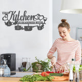 KHayRovies Decoración de pared de cocina Metal Esta cocina está sazonada con amor Placa con nombre de palabra negra Letras de hierro rústico Citas para cocina Granja Sala de estar Estatuas y esculturas Naty Shop