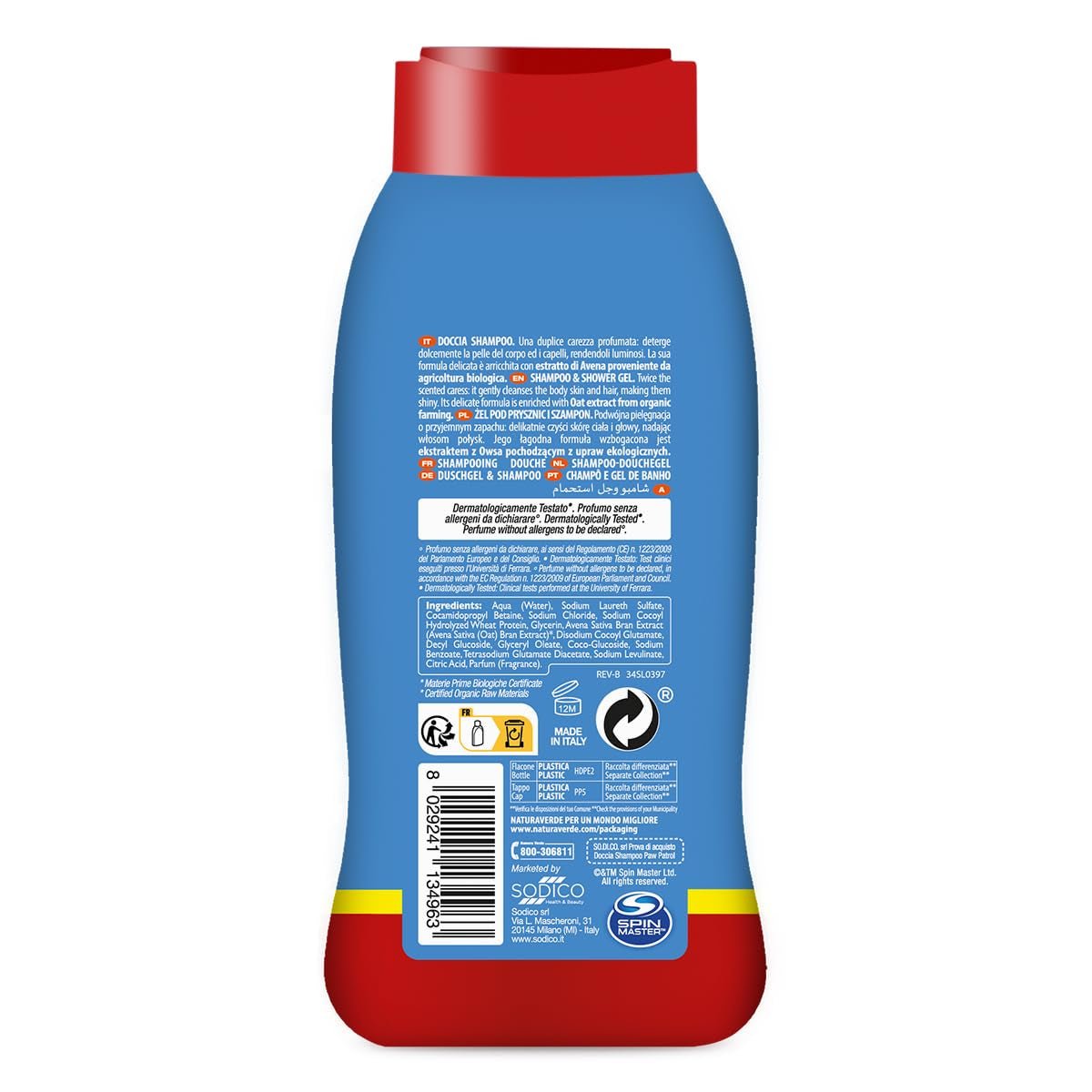 | Kids - Paw Patrol - Champú de ducha infantil, jabón de ducha para cuerpo y cabello, productos de higiene infantil, con extracto de avena ecológico, 250 ml Infantil - Baño y Cuidado de la piel Naty Shop