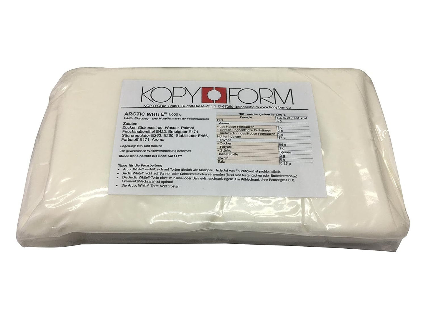 KOPYFORM Arctic White® fondant en rollo 6 kg, blanco Pasta de azúcar Naty Shop Default Title