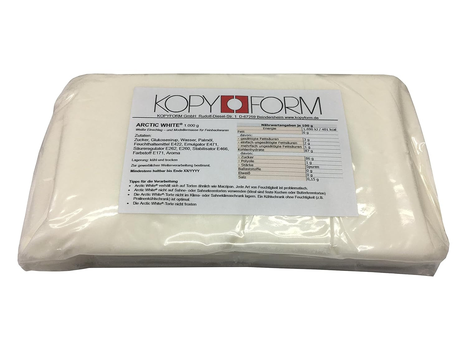KOPYFORM rollo fondant Arctic White® 5kg, blanco Pasta de azúcar Naty Shop Título predeterminado