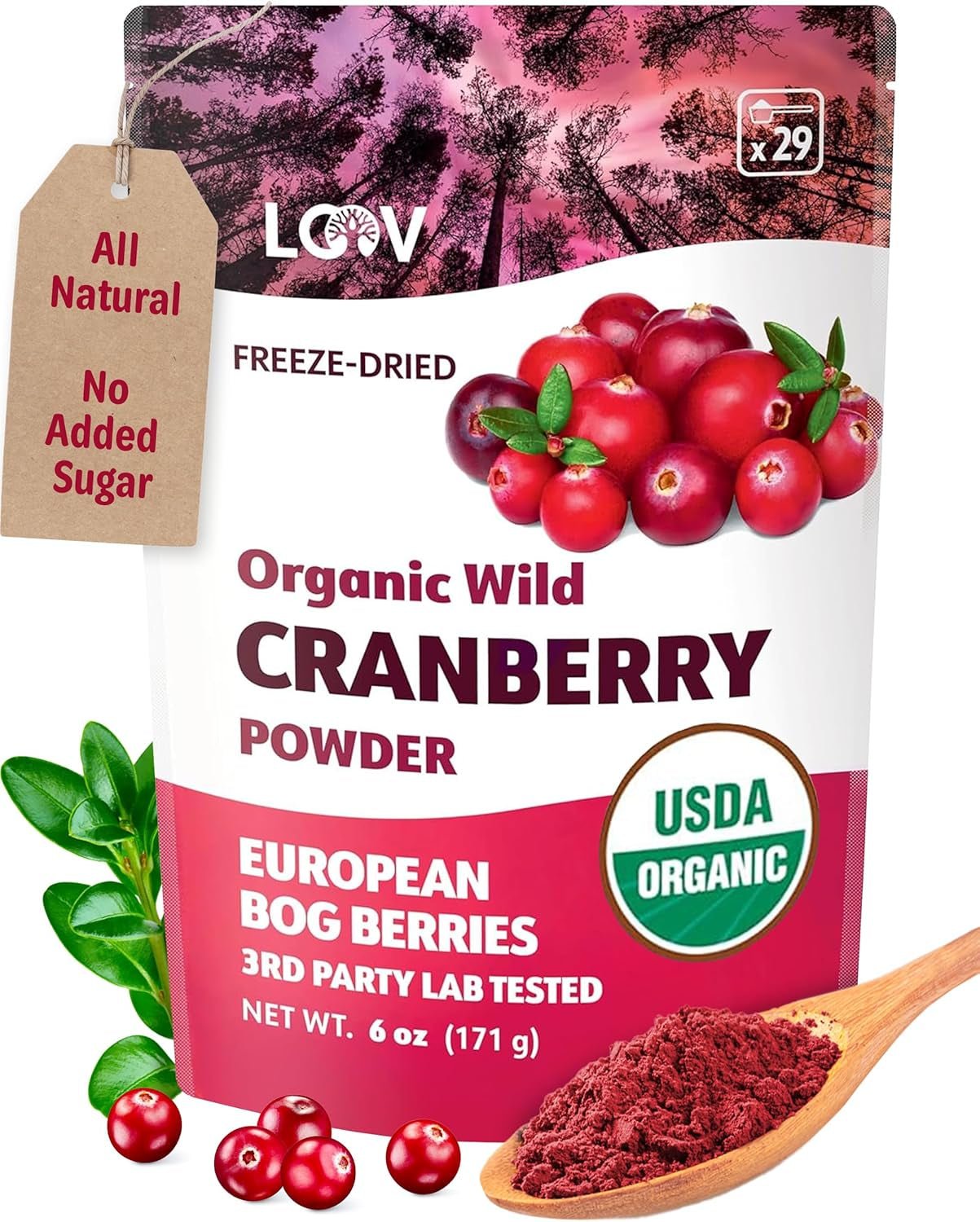 LOOV Arándano en polvo orgánico elaborado 100% con arándanos silvestres liofilizados cosechados en bosques del norte de Europa 113 g Sin azúcar añadido Naty Shop Productos deshidratados 171 g Arándano en polvo