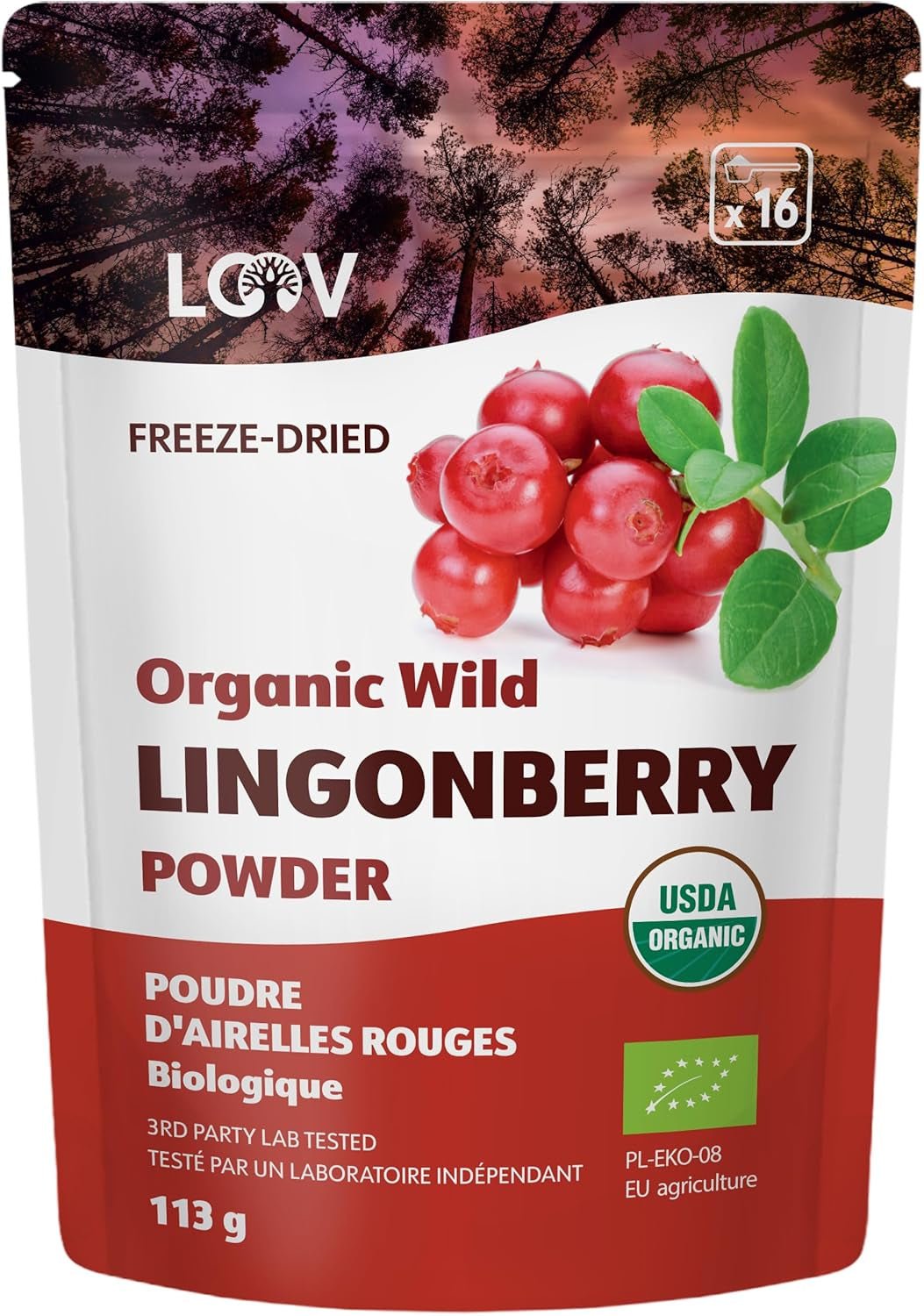 LOOV Arándano en Polvo ecológico elaborado 100% con arándanos silvestres enteros, liofilizados, cosechados en los bosques del norte de Europa 113g, sin azúcares añadidos Naty Shop Productos Deshidratados 113G Arándano en Polvo