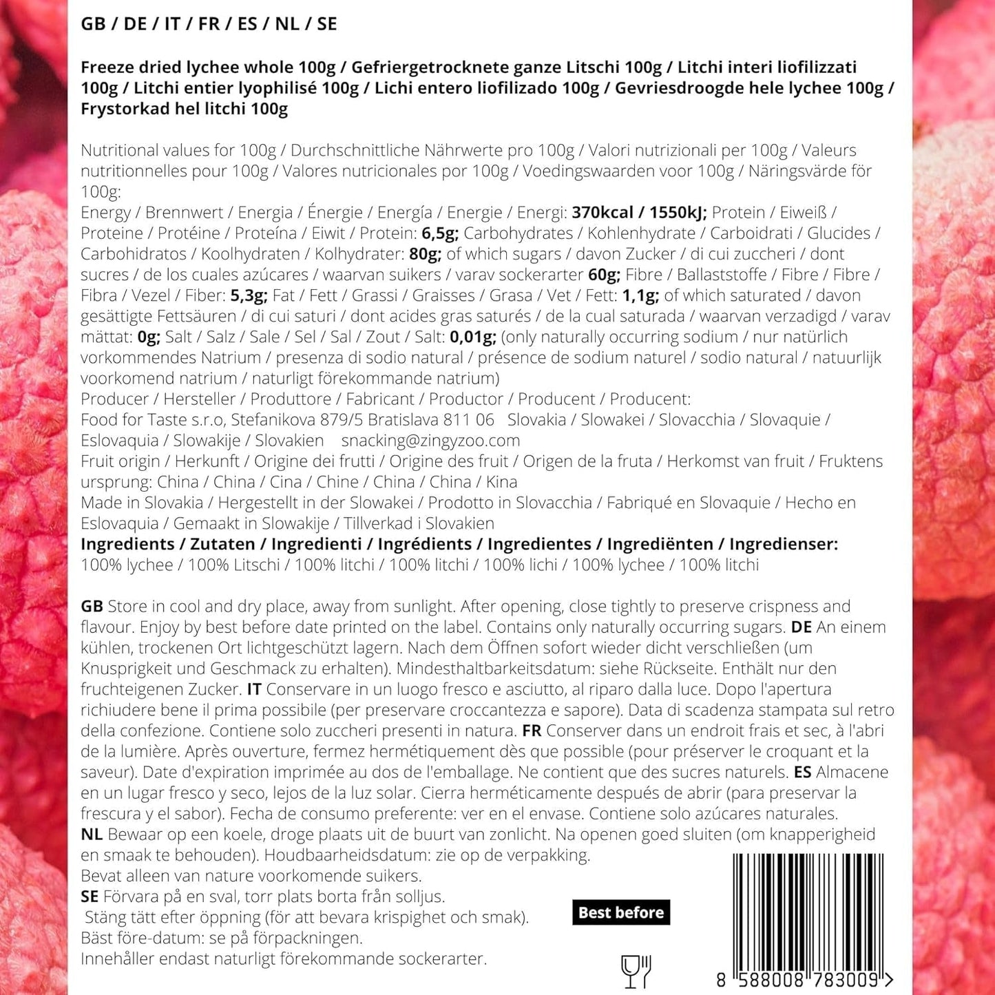 Lichi liofilizado | Fruta liofilizada 100% lichi seca | secado naturalmente Vegano sin gluten | No jugo de lichi Jarabe de lichi | Lichi tropical de frutas liofilizadas | ZingyZoo Productos deshidratados Naty Shop