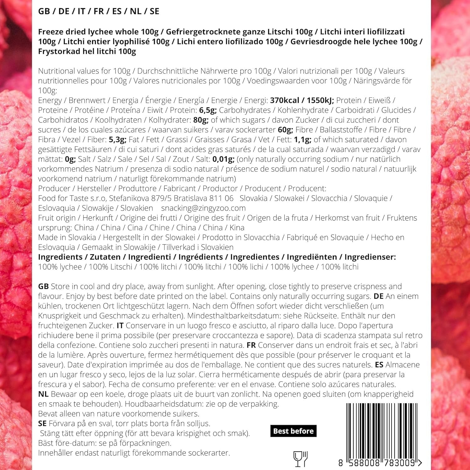 Lichi liofilizado | Fruta liofilizada 100% lichi seca | secado naturalmente Vegano sin gluten | No jugo de lichi Jarabe de lichi | Lichi tropical de frutas liofilizadas | ZingyZoo Productos deshidratados Naty Shop