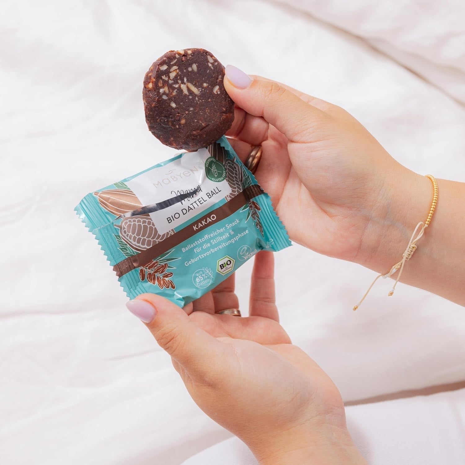 MABYEN Energy Balls Dátil Orgánico 20uds. | Date Balls - Snacks saludables sin azúcar para el embarazo y la lactancia - Barrita proteica con frutos secos - Sabor cacao Productos deshidratados Naty Shop