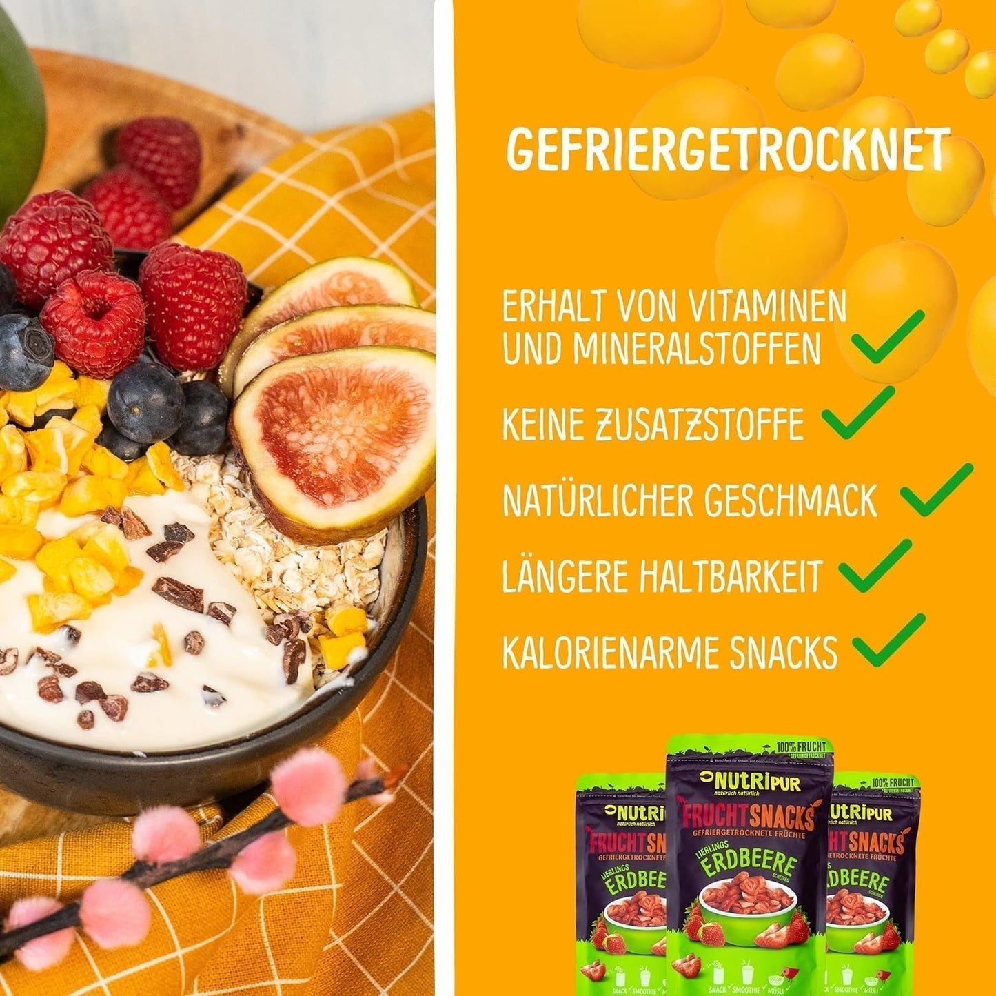 Mango liofilizado: 100g de fruta liofilizada procedente de trozos tiernos de mango sin azúcar añadido - mango seco - mango seco - frutos secos - frutos secos de NutriPur Productos deshidratados Naty Shop