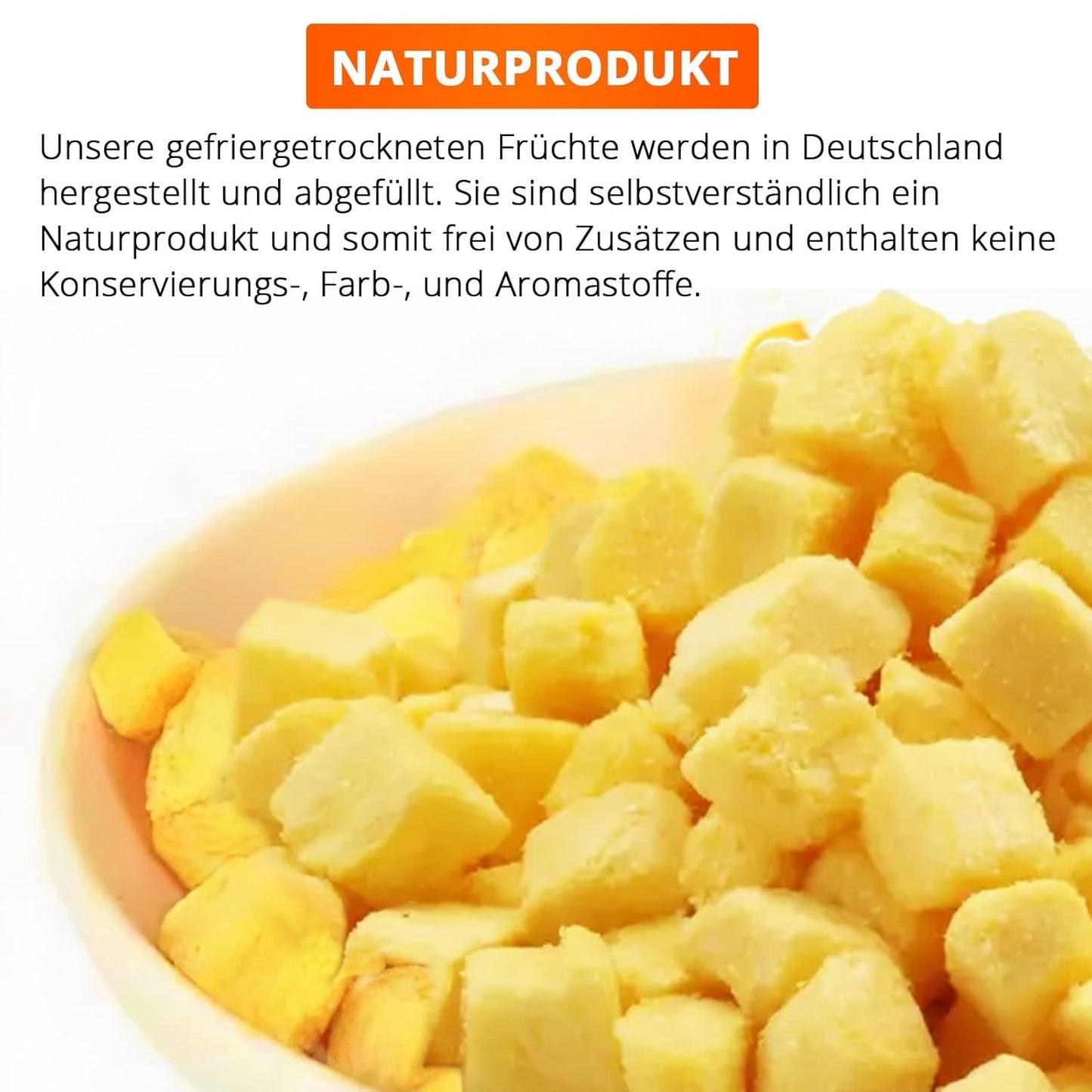 Mango liofilizado, 250g fruta liofilizada, sin añadidos, afrutado, made in Germany Productos deshidratados Naty Shop
