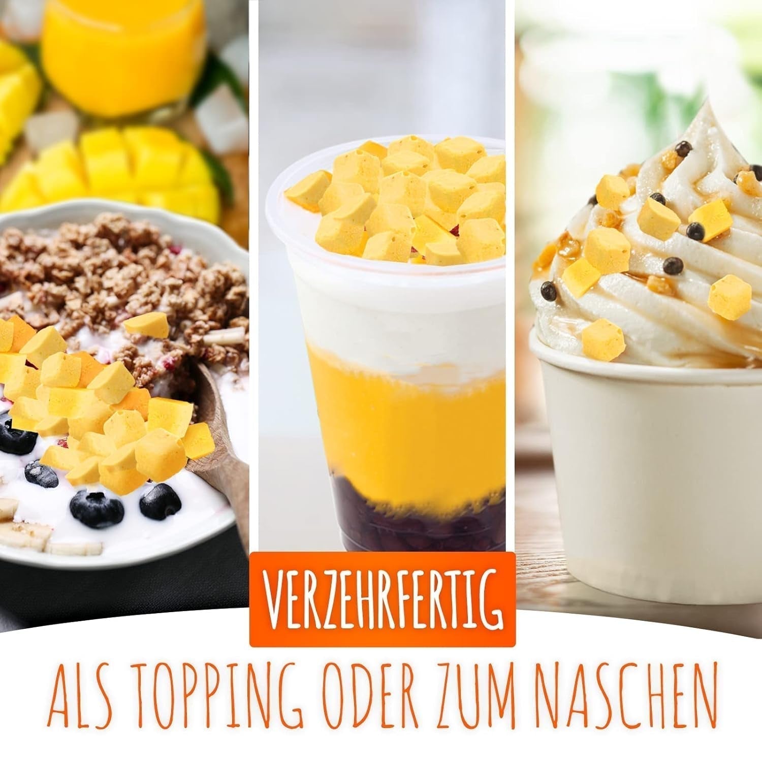 Mango liofilizado, 250g fruta liofilizada, sin añadidos, afrutado, made in Germany Productos deshidratados Naty Shop