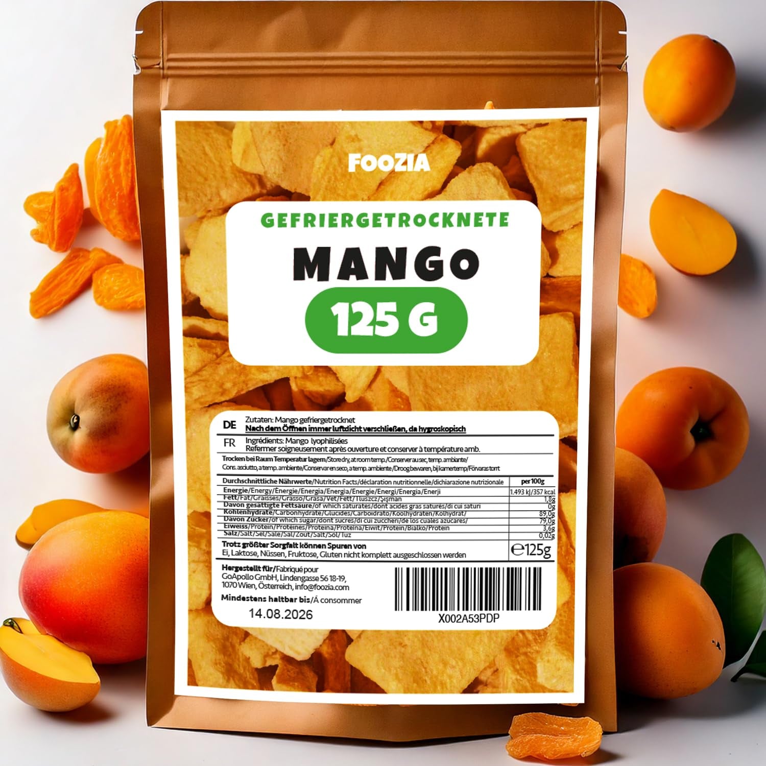 Mango liofilizado trozos grandes Fruta liofilizada Sin aditivos Mango 100% puro natural Mango liofilizado Frutos secos Mango seco 125g de Foozia (125g) Productos deshidratados Naty Shop 125G