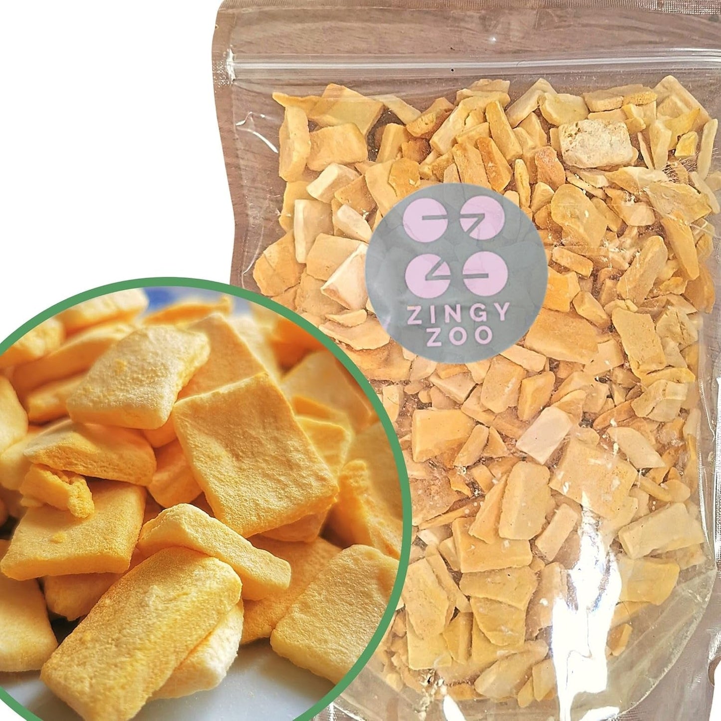 Mango liofilizado | Mango liofilizado sin azúcar añadido | Mango liofilizado Fruta del mango Mango seco | Mango seco Frutos secos sin aditivos | ZingyZoo Mango Desecado (100g) Naty Shop Productos Deshidratados Trozos 500G