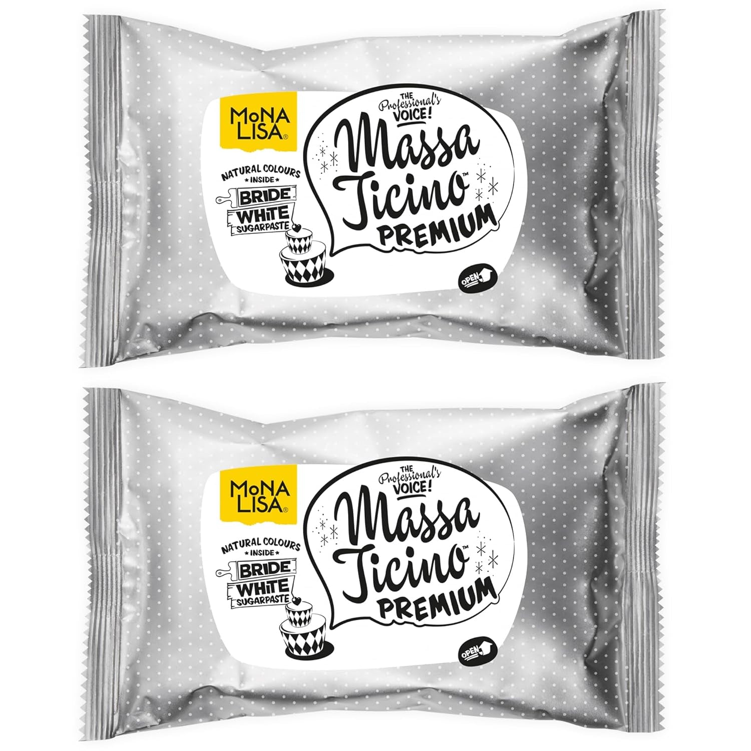 Massa Ticino Fondant Blanco 2x 1kg - Pasta de azúcar premium para tartas decorativas, fondant enrollado - perfecto para tartas, modelado y decoración - fondant blanco para panaderos profesionales y aficionados Pasta de azúcar Naty Shop Default Title