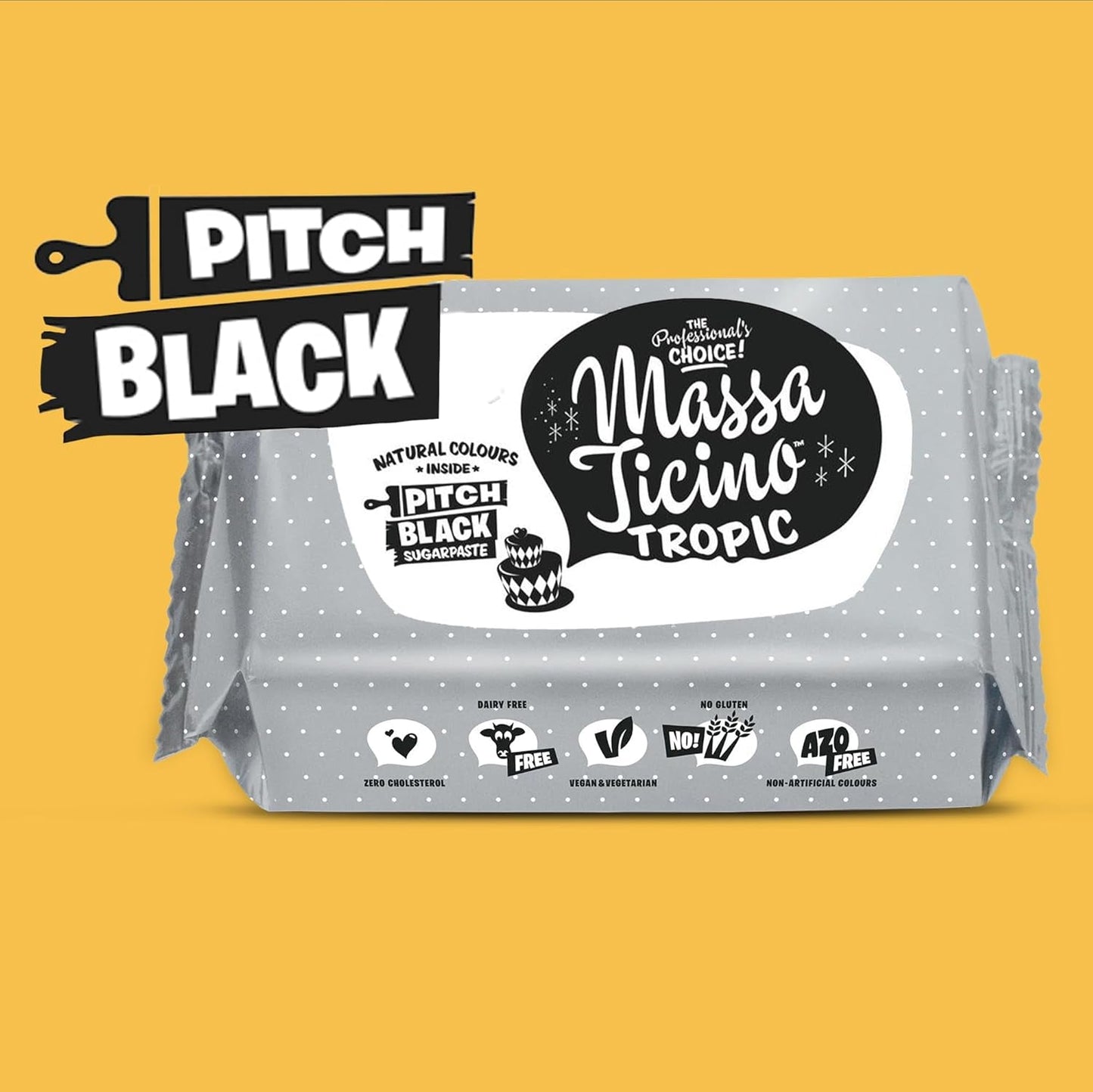 Set Massa Ticino 1x Fondant Blanco 250g y 1x Fondant Negro 250g - Pasta de azúcar premium para tartas, fondant en rollo - Perfecto para tartas, modelado y decoración - Fondant para panaderos profesionales y aficionados Pasta de azúcar Naty Shop