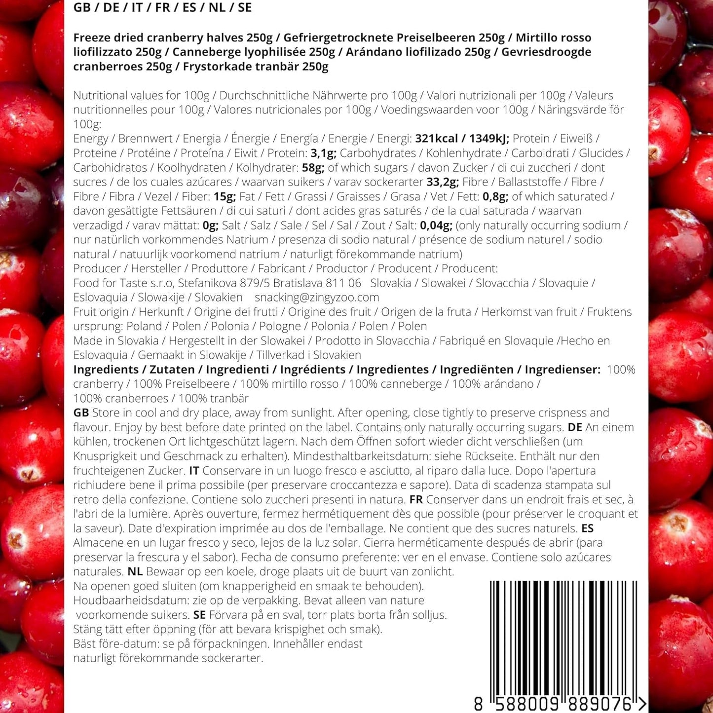 Arándanos liofilizados sin azúcar | XL 250g Arándanos naturales liofilizados sin azúcar | Frutas silvestres naturales liofilizadas | Arándanos liofilizados | ZingyZoo Productos deshidratados Naty Shop