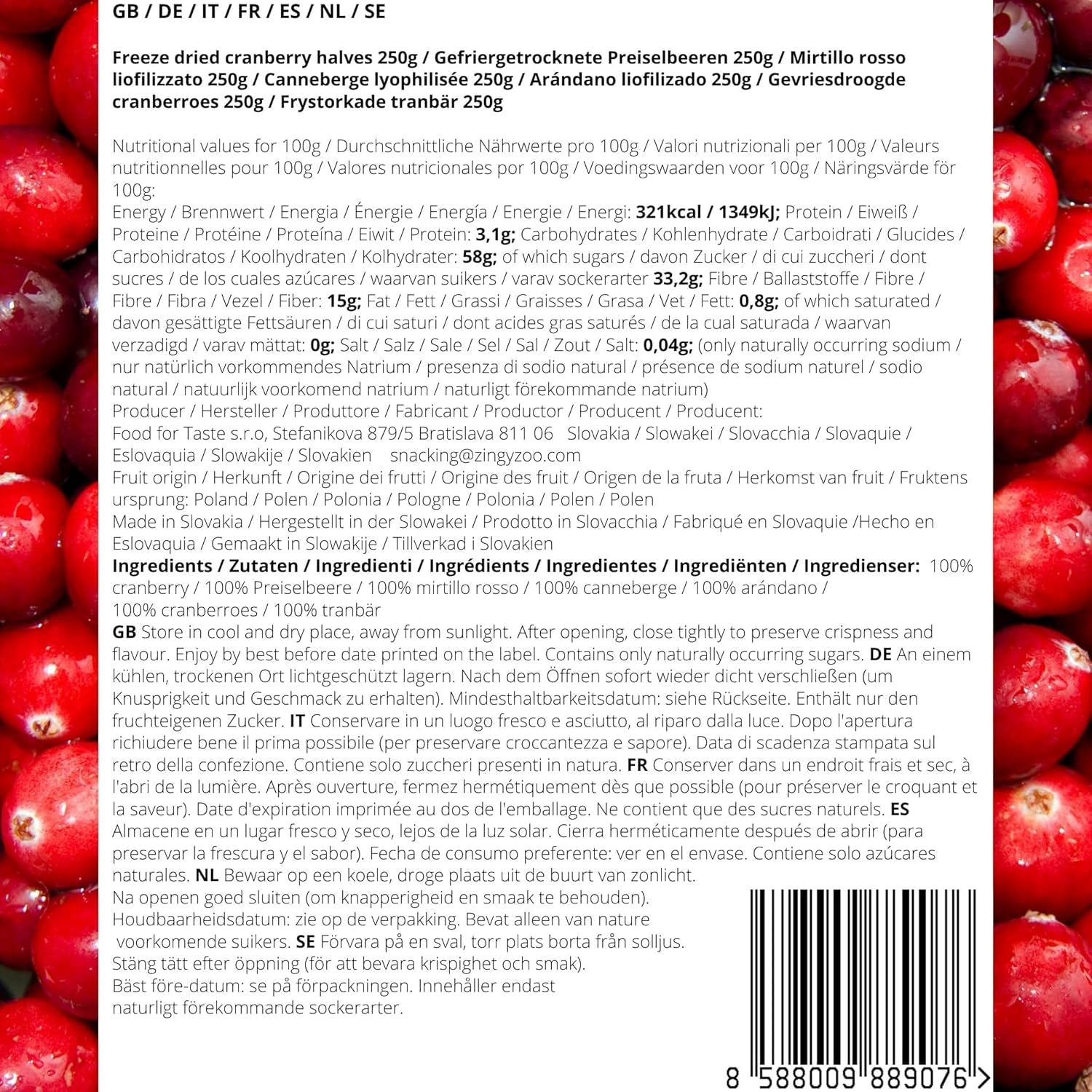 Arándanos liofilizados sin azúcar | XL 250g Arándanos naturales liofilizados sin azúcar | Frutas silvestres naturales liofilizadas | Arándanos liofilizados | ZingyZoo Productos deshidratados Naty Shop