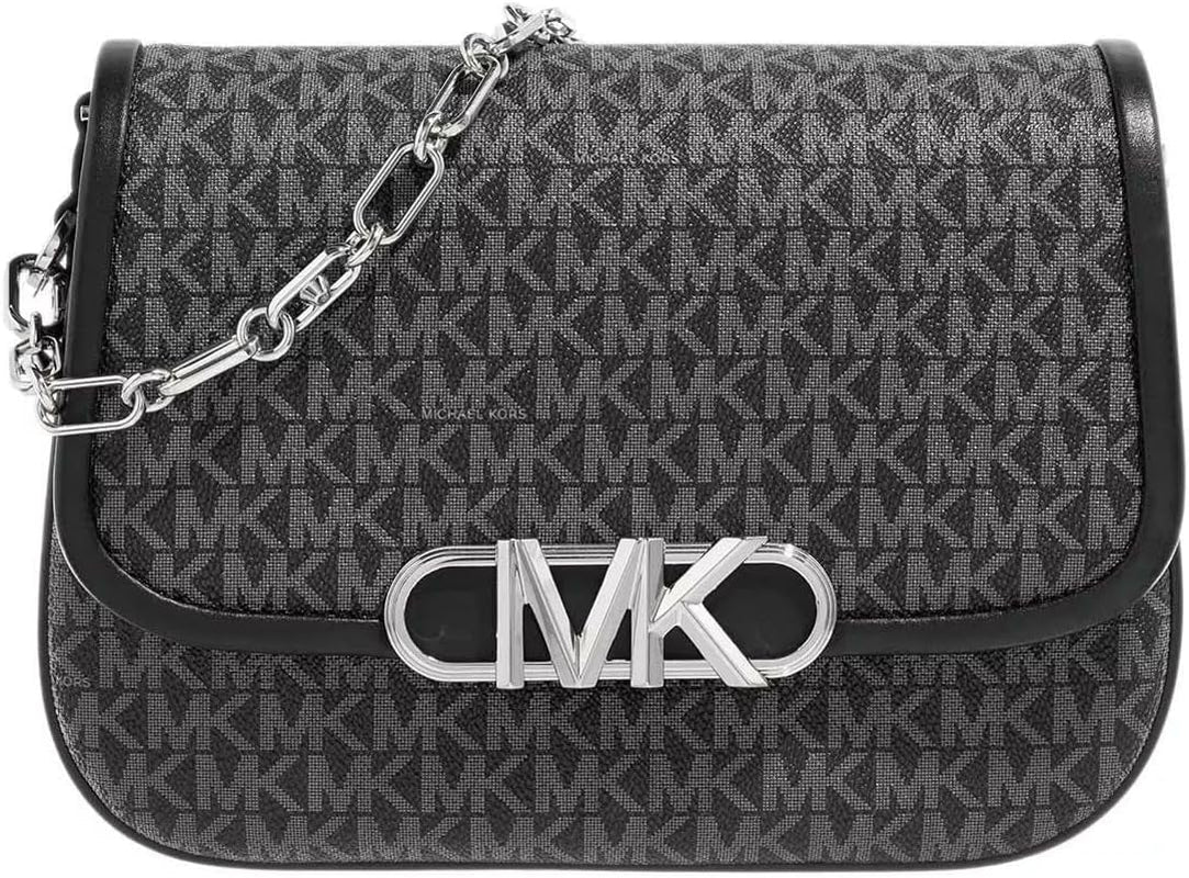 Michael Kors Bolso Parker Md Saddle Msgr Mujer Bolsos Naty Shop Blk/Opticwht