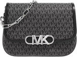 Michael Kors Bolso Parker Md Saddle Msgr Mujer Bolsos Naty Shop Blk/Opticwht