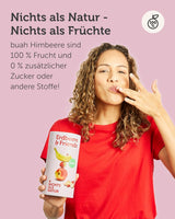 Mezcla de frutas liofilizadas BUAH® | Fresas, plátanos, manzanas y grosellas liofilizados sin azúcar añadido | 100% fruta | Vegano, sin gluten, sin lactosa (140g) Naty Shop productos deshidratados