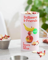 Mezcla de frutas liofilizadas BUAH® | Fresas, plátanos, manzanas y grosellas liofilizados sin azúcar añadido | 100% fruta | Vegano, sin gluten, sin lactosa (140g) Naty Shop productos deshidratados