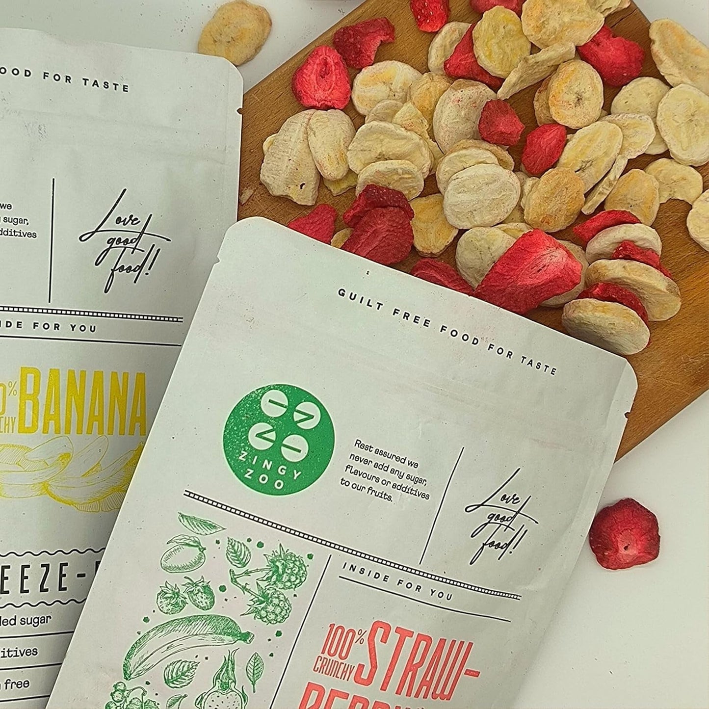 Mix de frutas liofilizadas ErdBana XL 300g | Plátanos liofilizados + fresas liofilizadas Set degustación de frutas liofilizadas | Mix de frutas liofilizadas de fresa y plátano | ZingyZoo Productos deshidratados Naty Shop