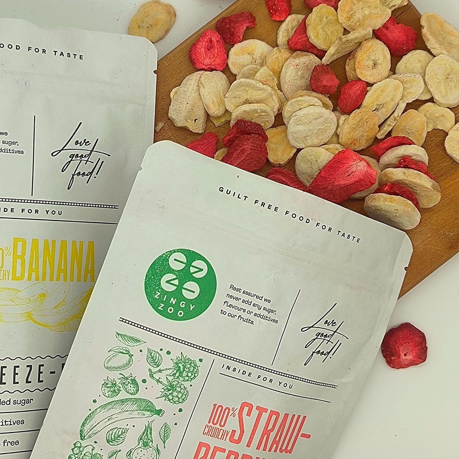 Mix de frutas liofilizadas ErdBana XL 300g | Plátanos liofilizados + fresas liofilizadas Set degustación de frutas liofilizadas | Mix de frutas liofilizadas de fresa y plátano | ZingyZoo Productos deshidratados Naty Shop