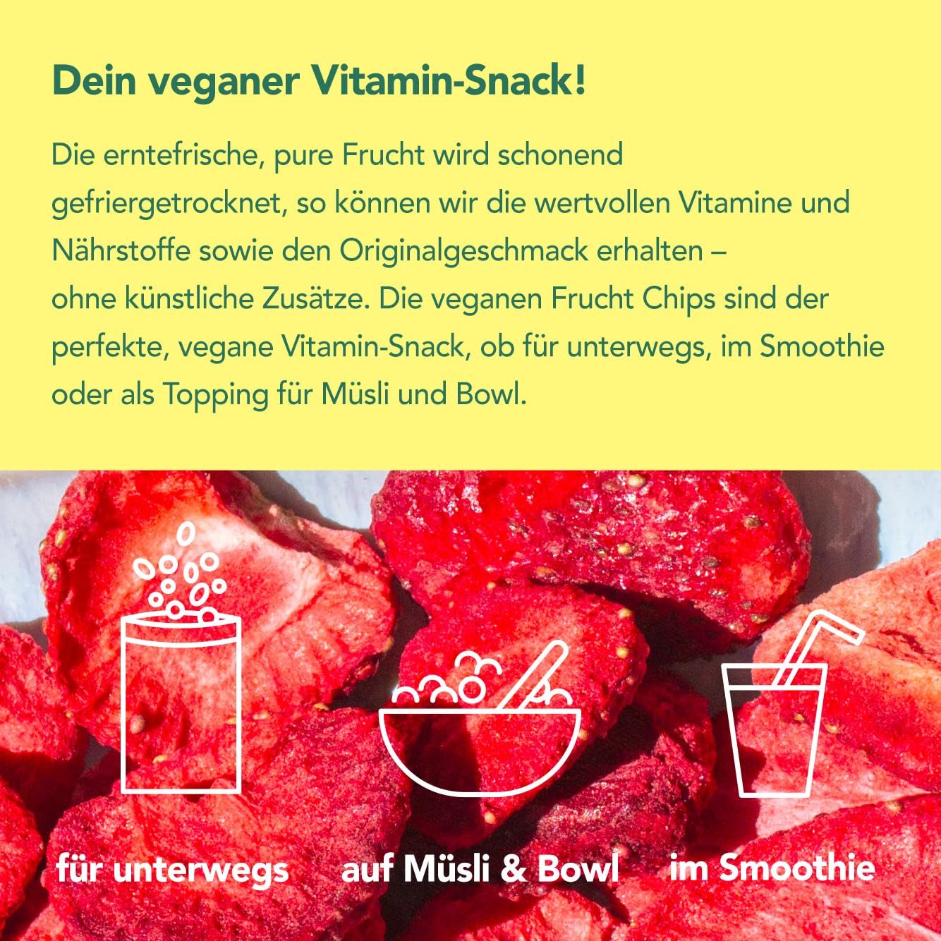 Chips mono liofilizados - Chips de fresa 300g de fresas 100% naturales - frutos tropicales secos - frutos secos de fresa - snack para muesli y postres - chips de fresa Productos deshidratados Naty Shop