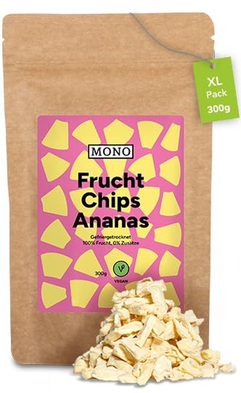 Chips mono liofilizados - Chips de fresa 300g de fresas 100% naturales - fruta tropical deshidratada - frutos secos de fresa - snack para muesli y postres - chips de fresa Productos deshidratados Naty Shop Chips de piña