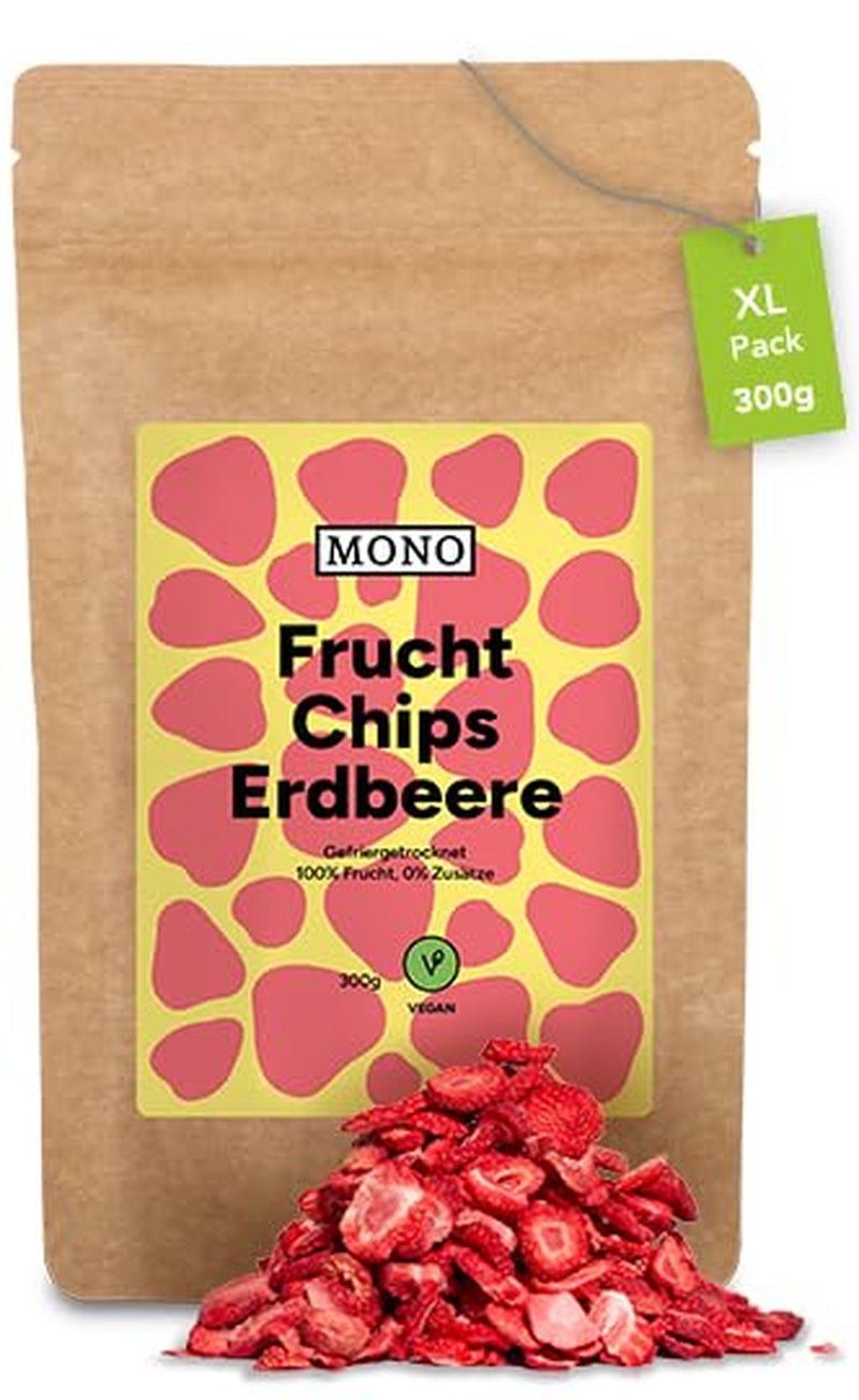 Chips mono liofilizados - Chips de fresa 300g de fresas 100% naturales - fruta tropical deshidratada - frutos secos de fresa - snack para muesli y postres - chips de fresa Productos deshidratados Naty Shop Fresas