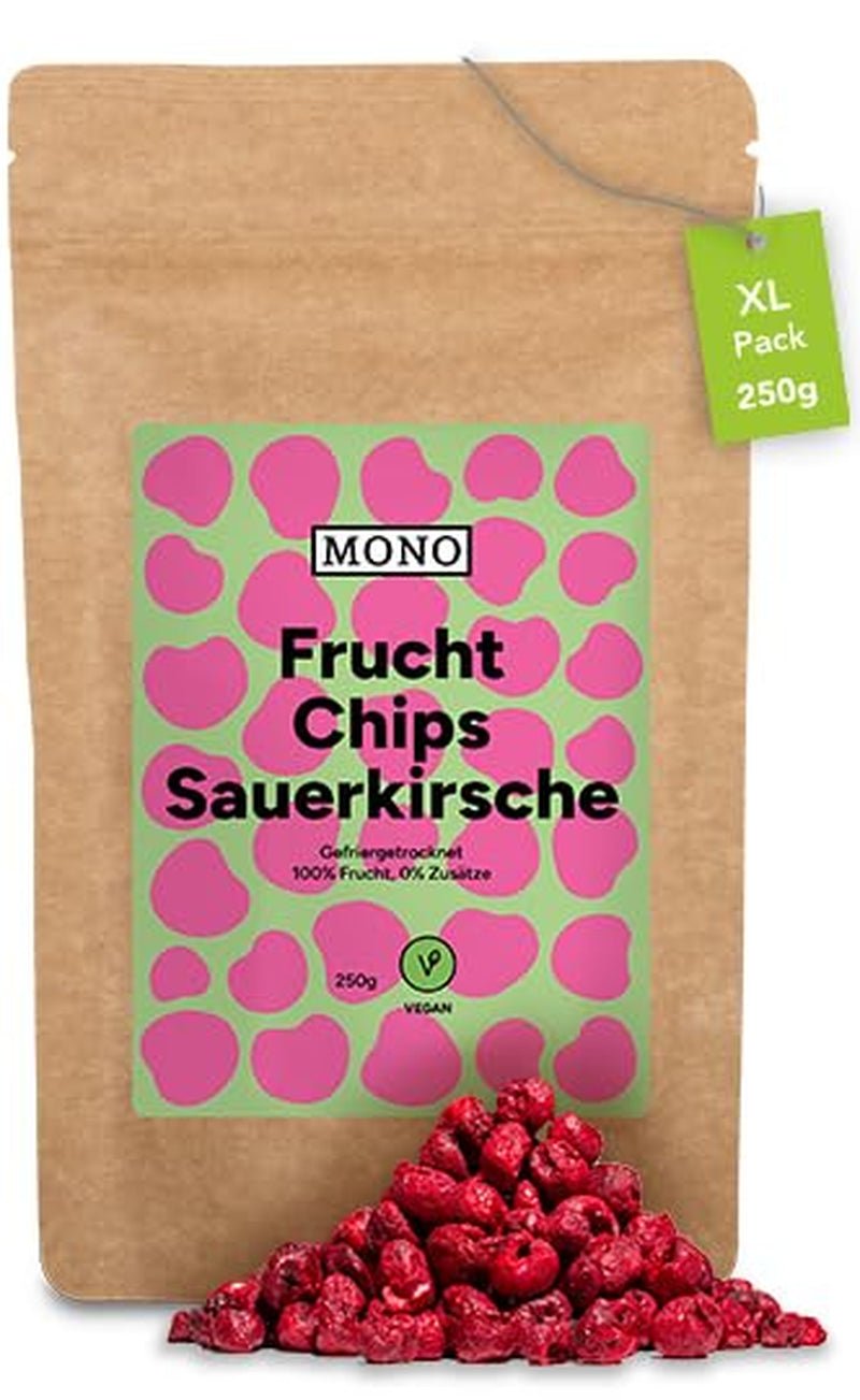 Chips mono liofilizados - Chips de fresa 300g de fresas 100% naturales - fruta tropical deshidratada - frutos secos de fresa - snack para muesli y postres - chips de fresa Productos deshidratados Naty Shop Cerezas amargas