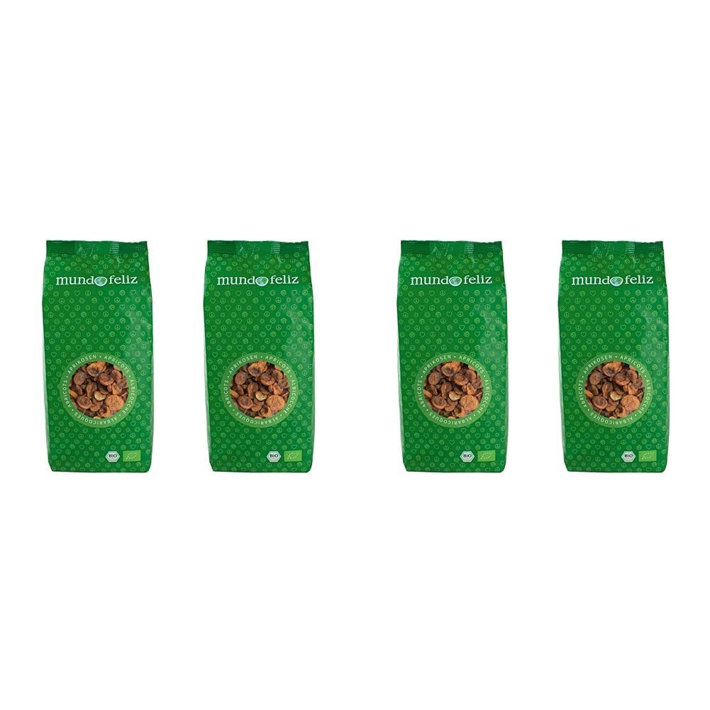 Mundo Feliz Albaricoques Secos Ecológicos con Hueso 2 x 500g Productos Deshidratados My Store 500G (Pack de 4)