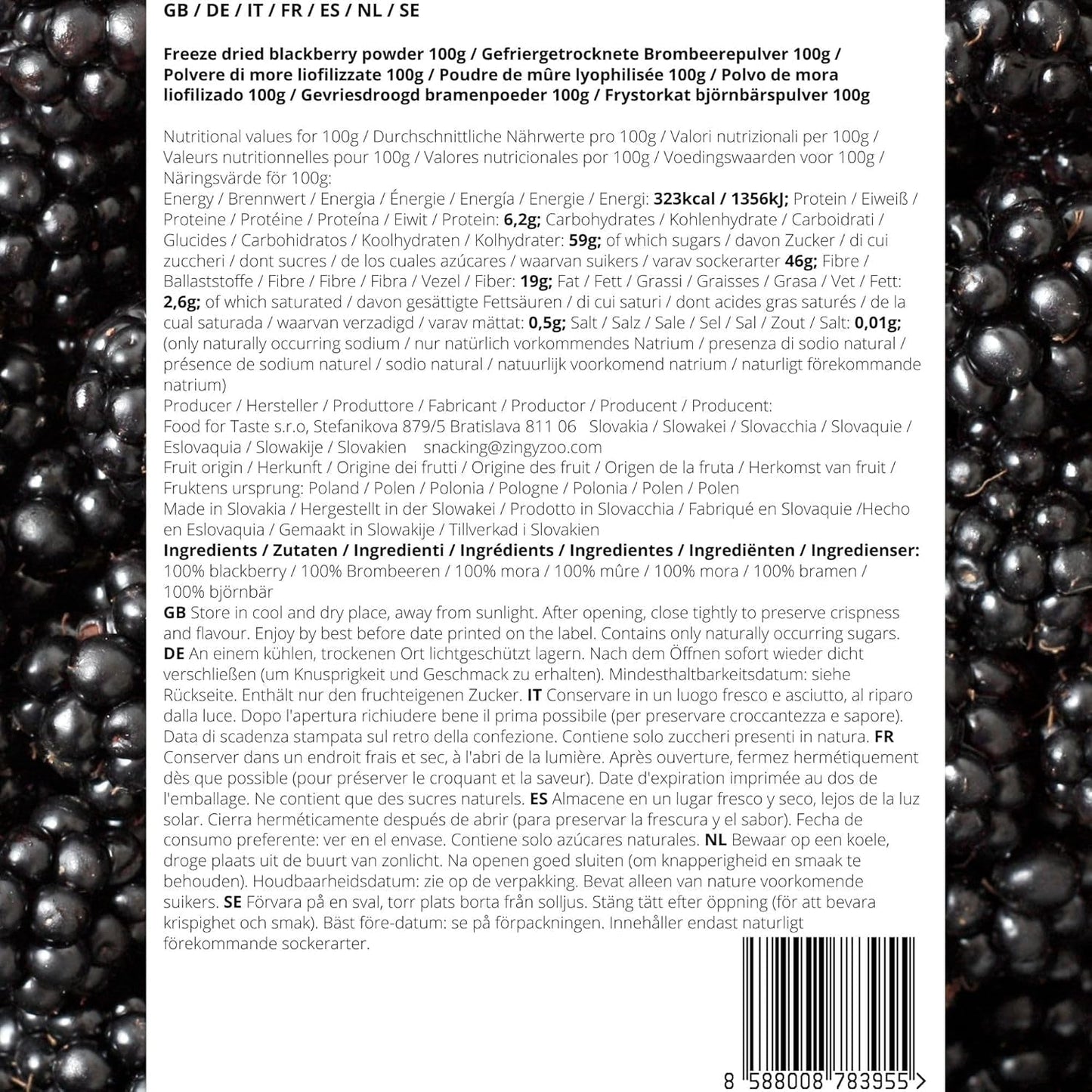 Moras liofilizadas en polvo | 100% fruta liofilizada en polvo Frutos secos naturales sin aditivos | polvo de fruta Fruta liofilizada mora en polvo Productos deshidratados Naty Shop
