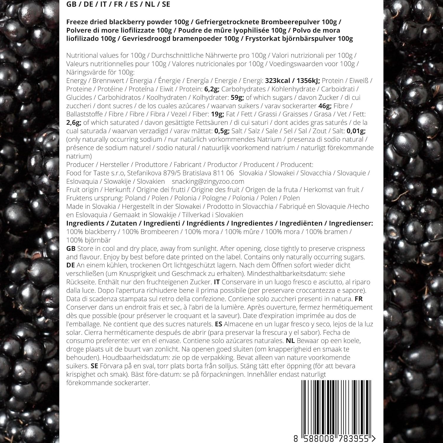Moras liofilizadas en polvo | 100% fruta liofilizada en polvo Frutos secos naturales sin aditivos | polvo de fruta Fruta liofilizada mora en polvo Productos deshidratados Naty Shop